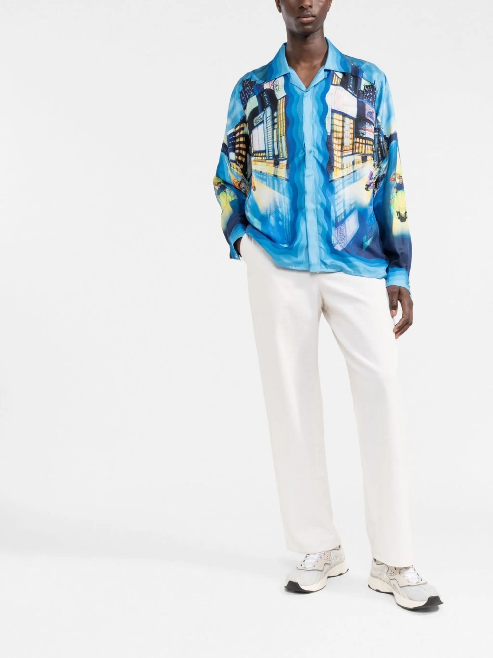 Okinawa graphic cuban-collar shirt
