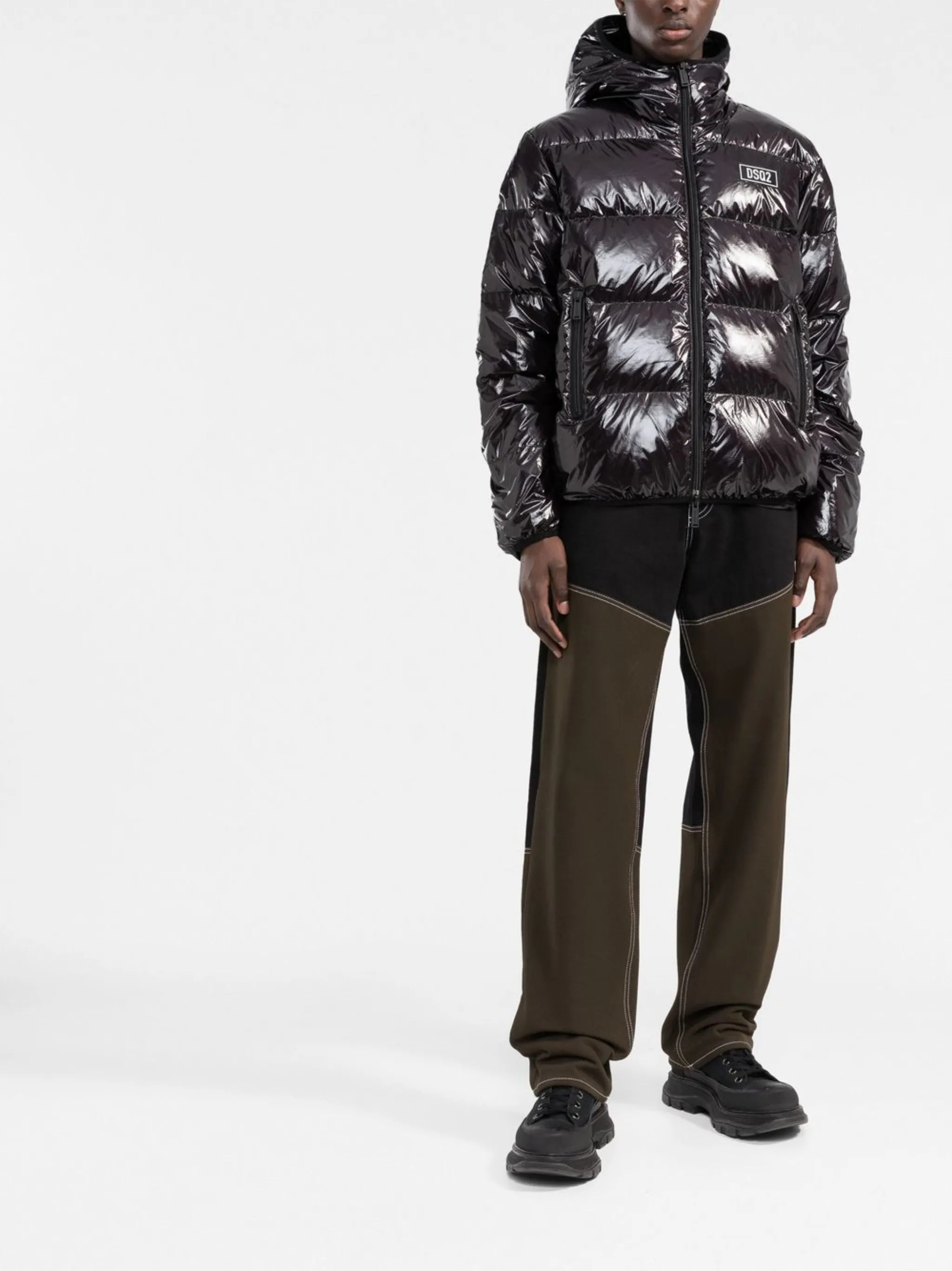 logo patch puffer jacket