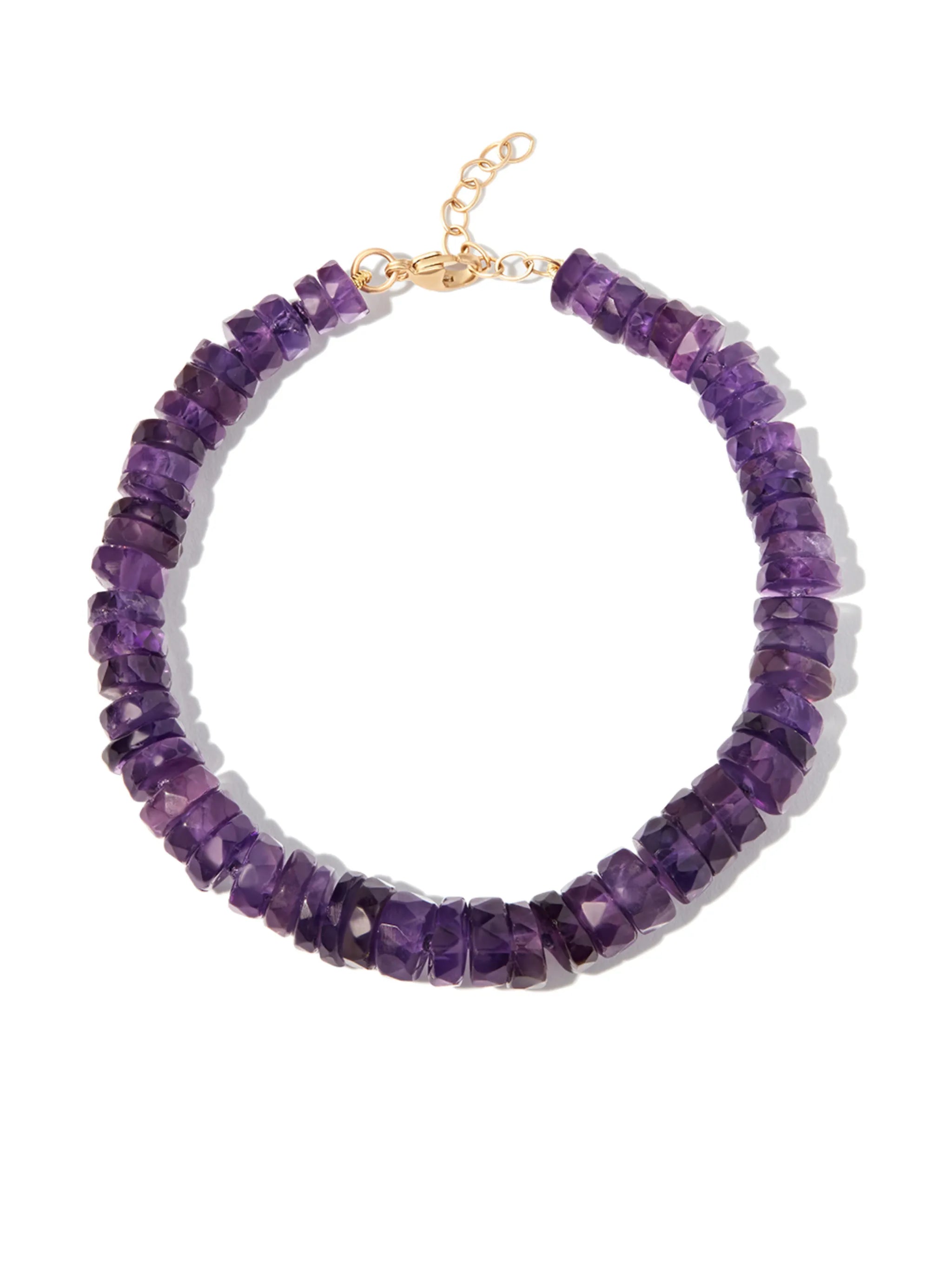 14kt yellow gold amethyst beaded bracelet