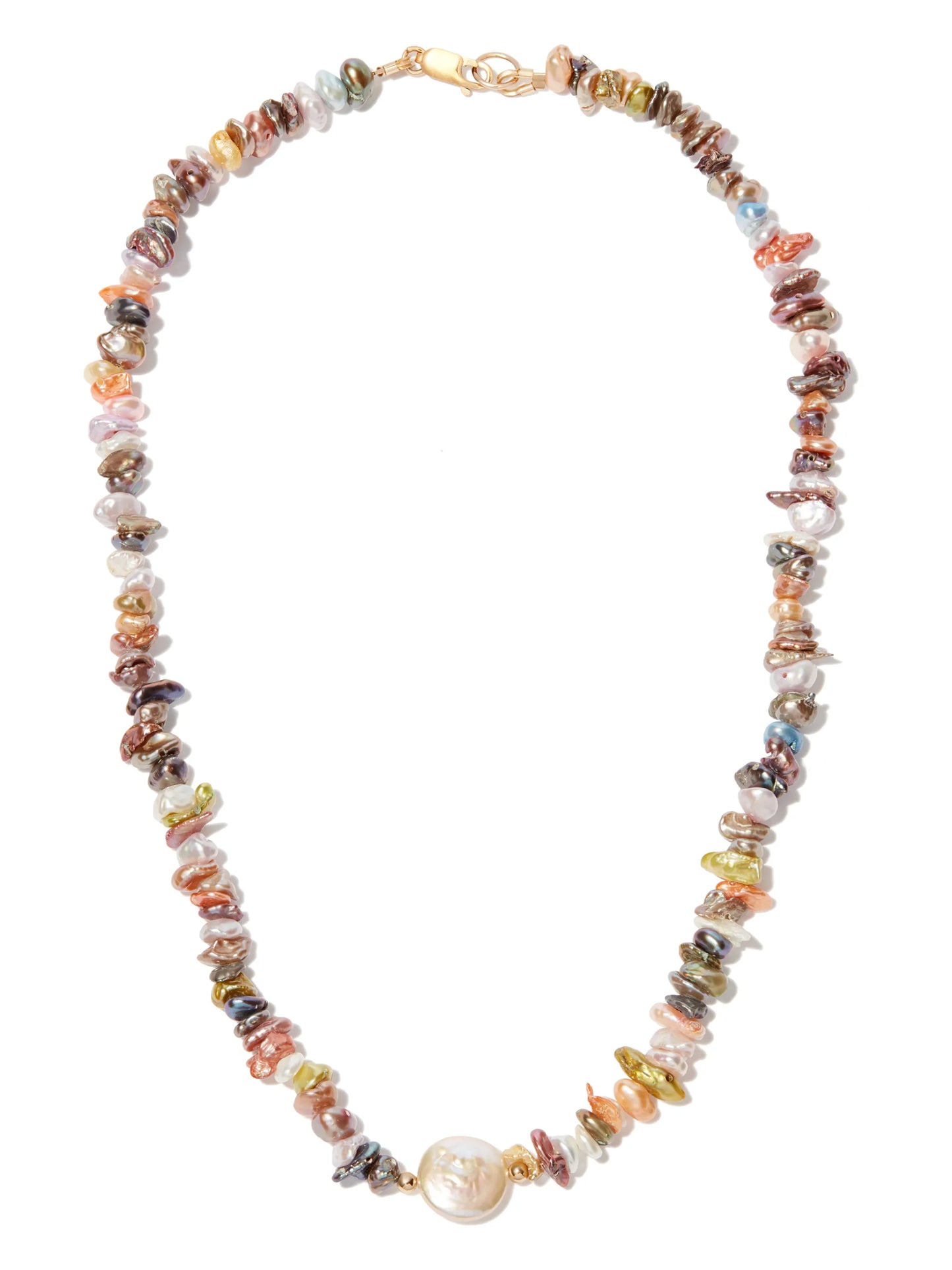 rainbow pearl beaded necklace
