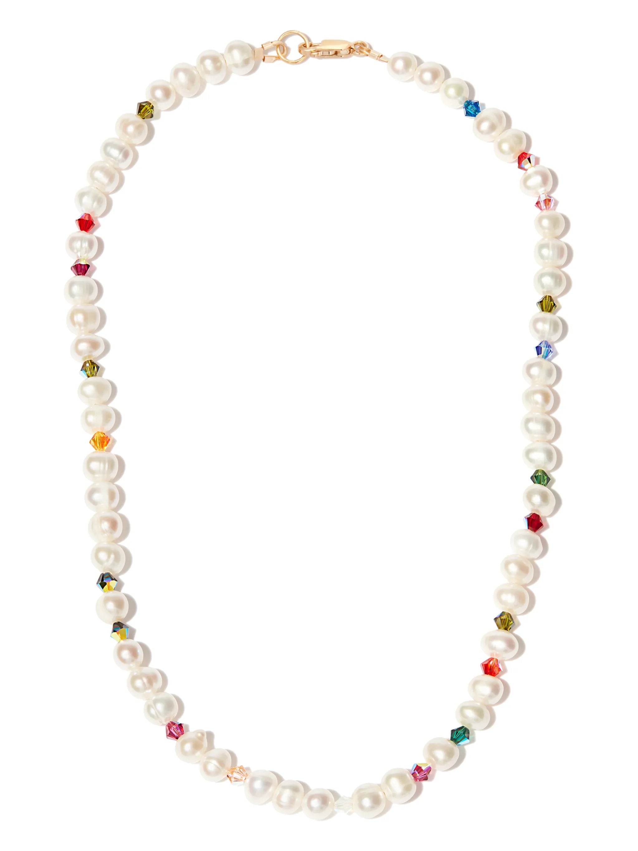 pearl and crystal beaded necklace