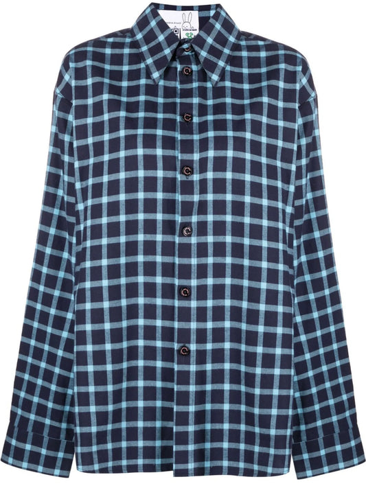 check-print oversized shirt