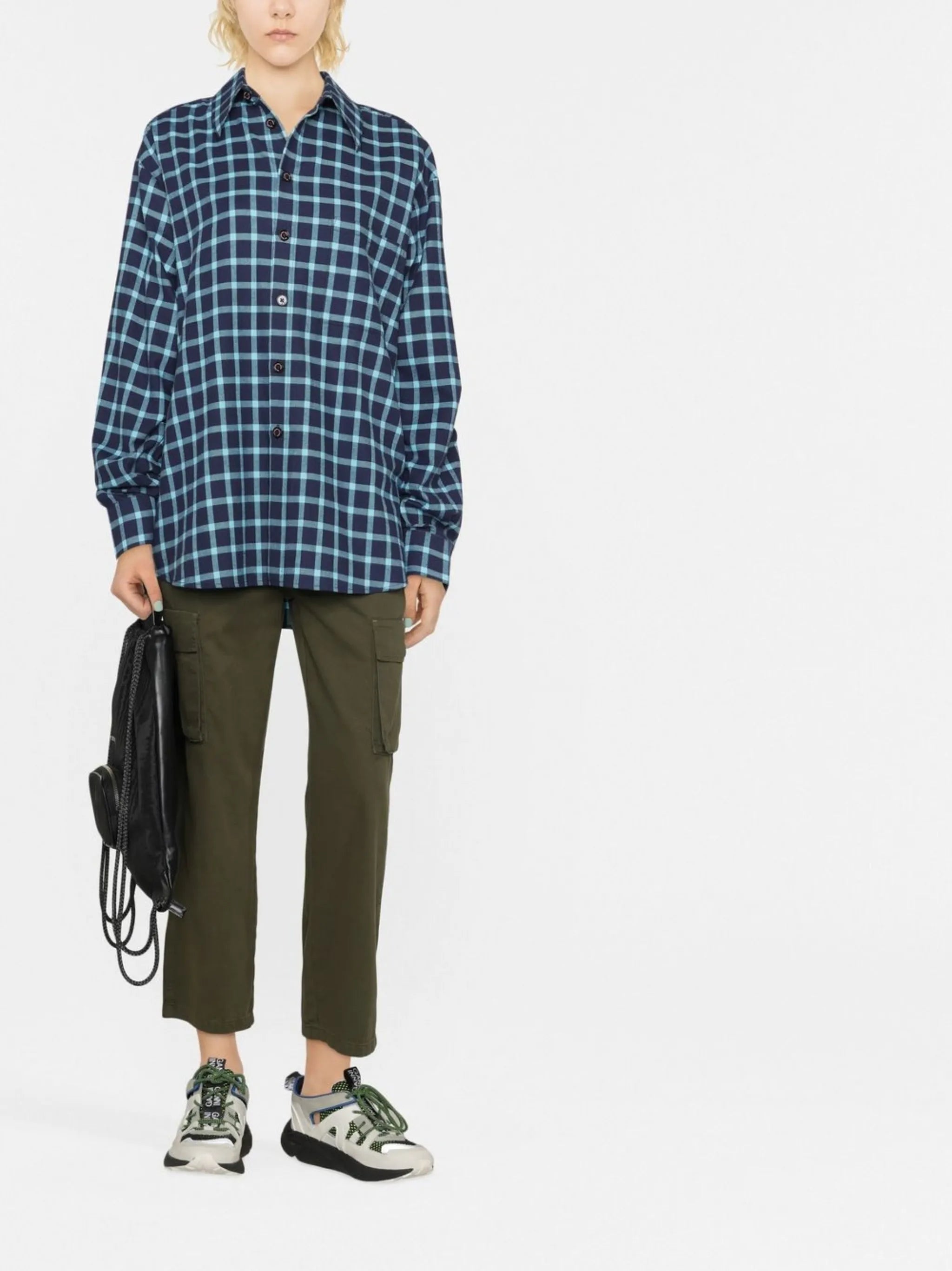 check-print oversized shirt
