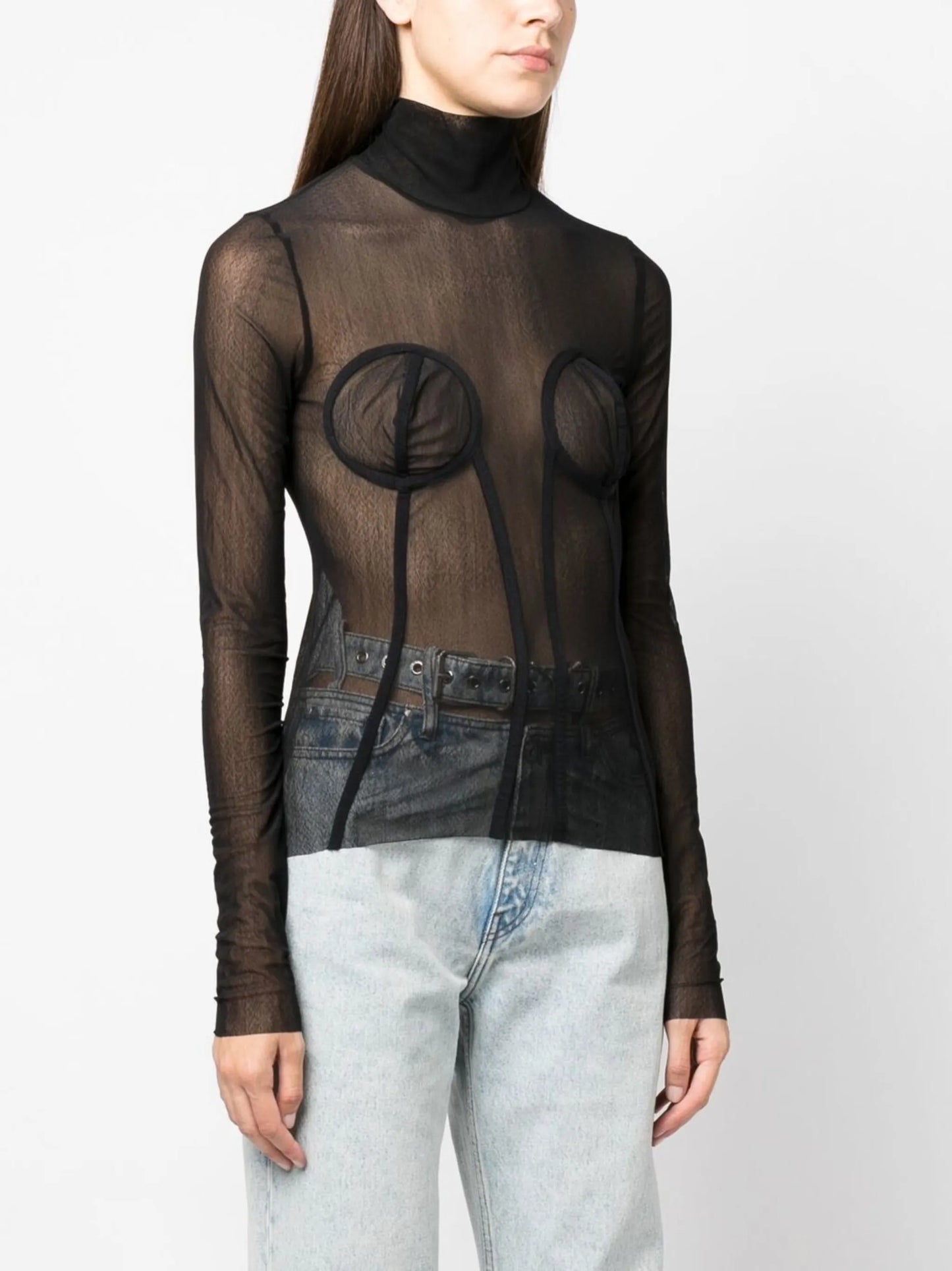 high neck mesh top
