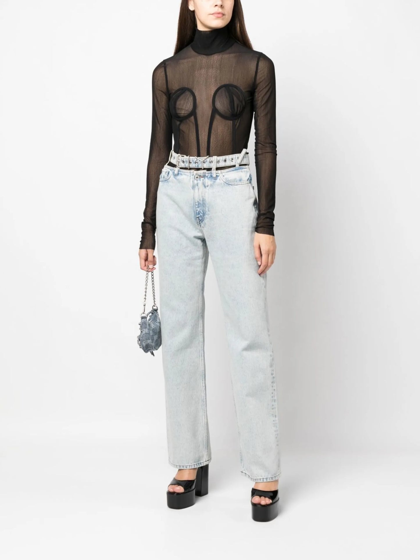 high neck mesh top