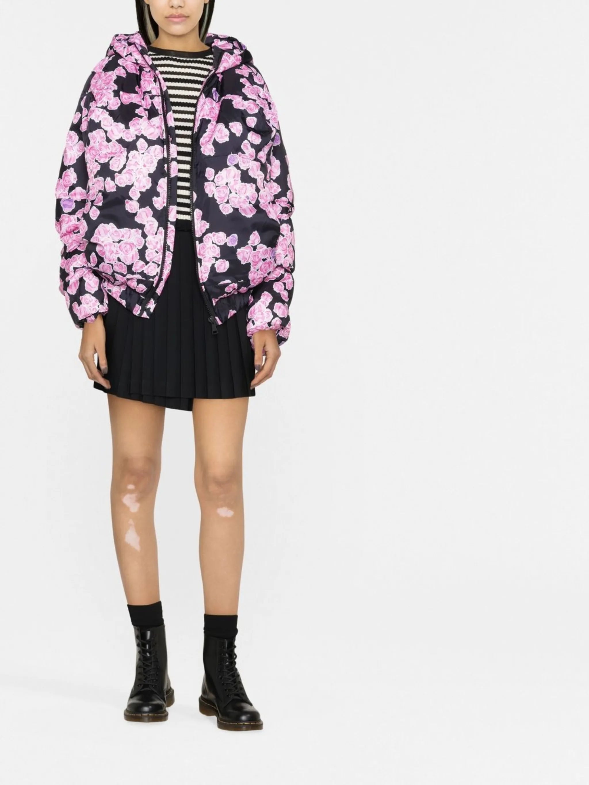 rose-print puffer jacket