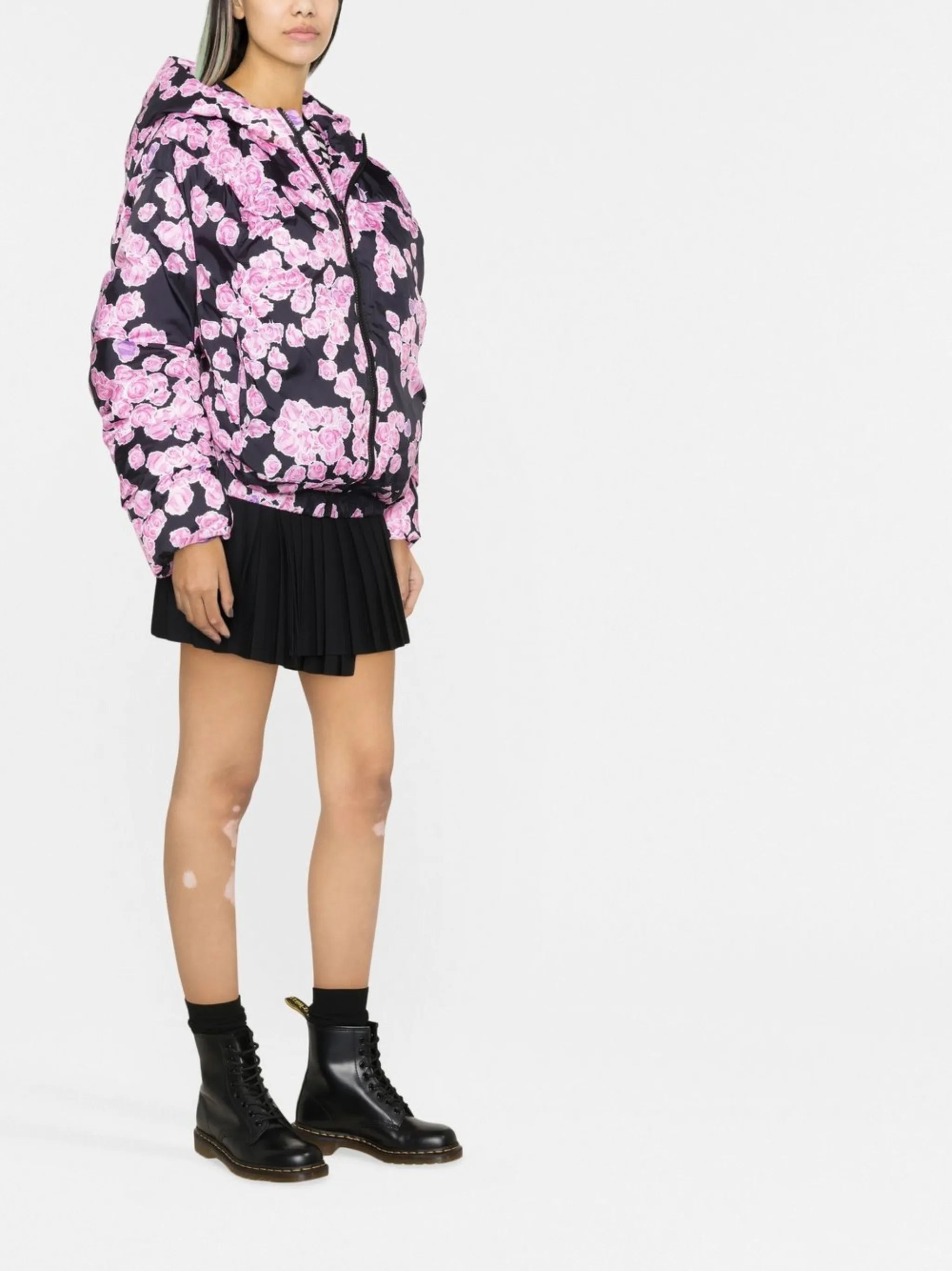 rose-print puffer jacket