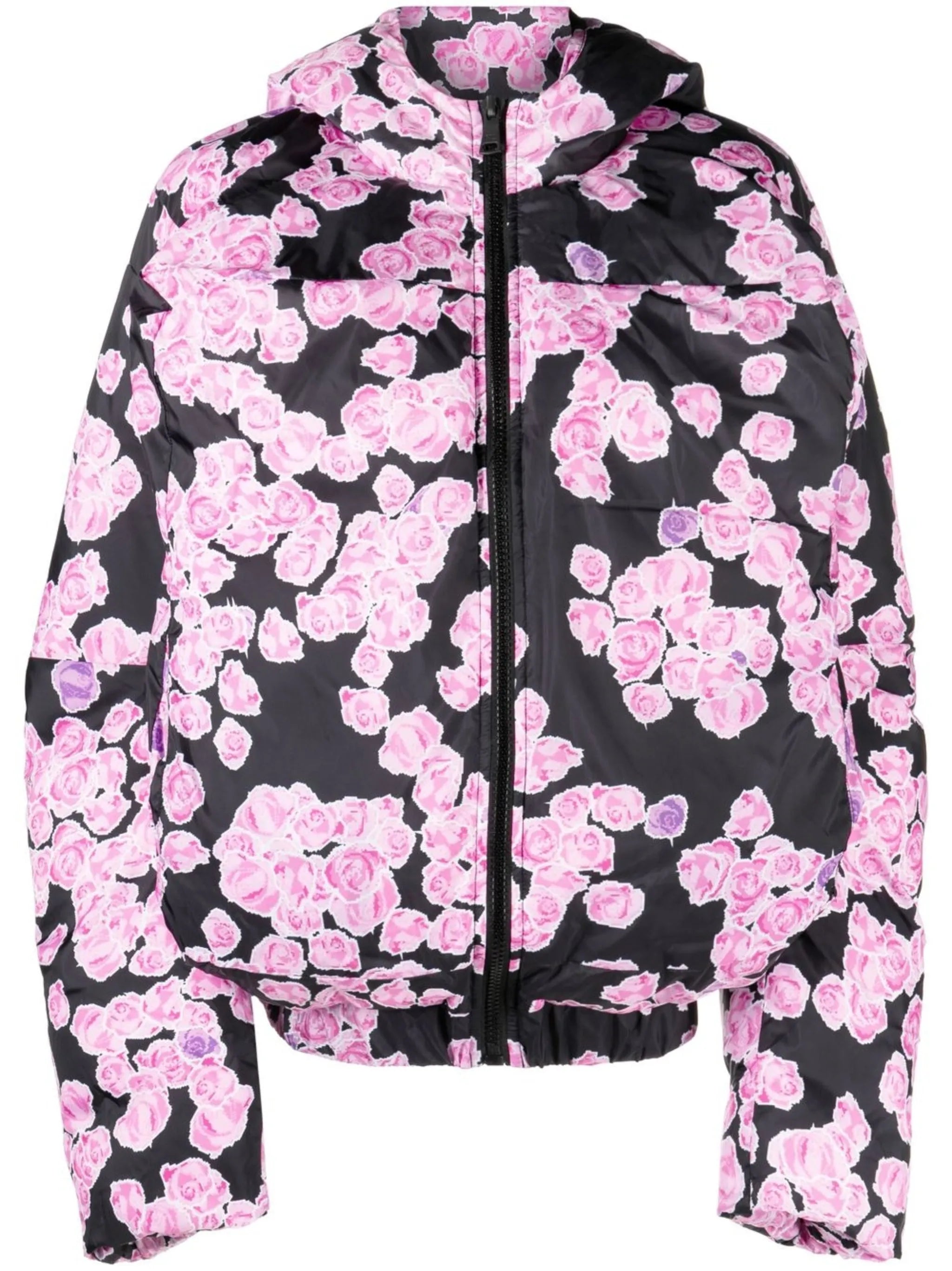rose-print puffer jacket
