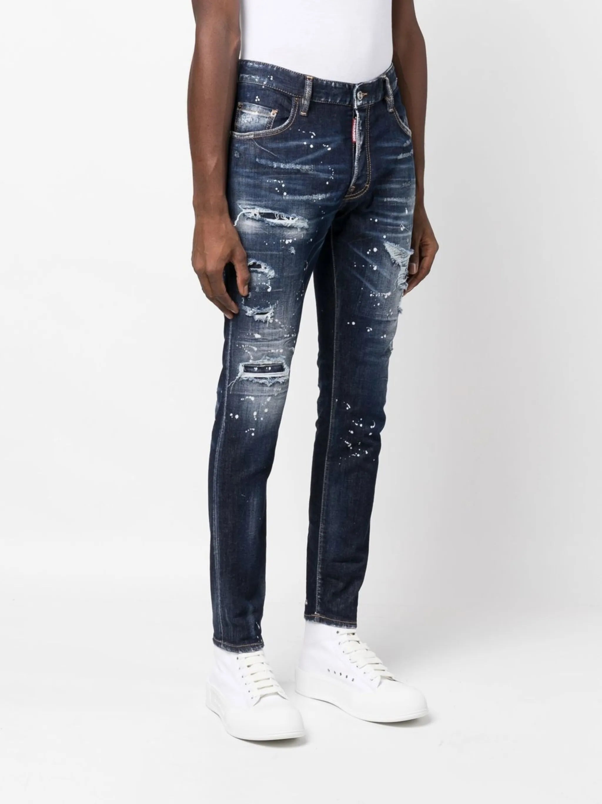 distressed skinny-fit jeans