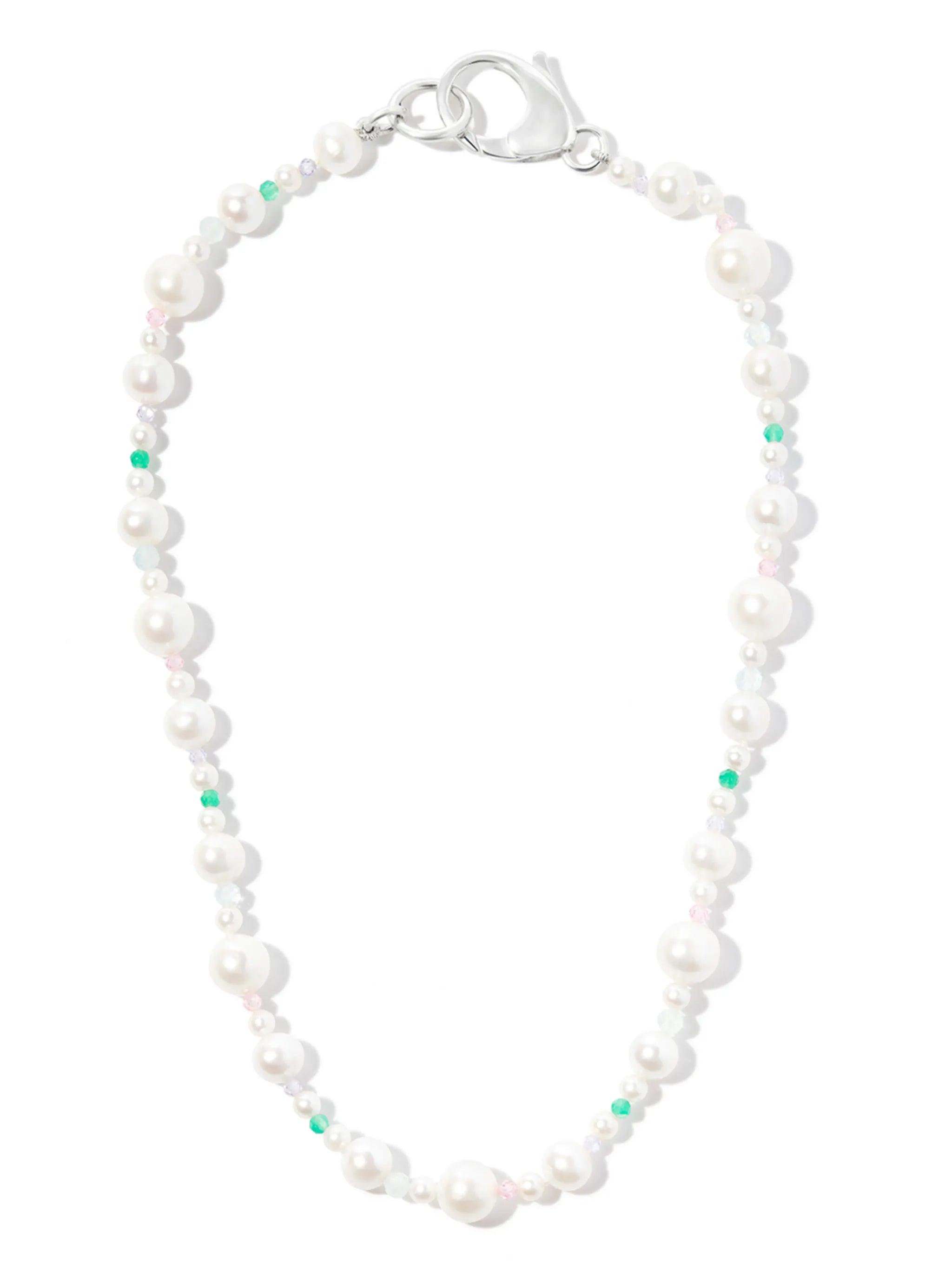 sterling silver pearl and bead necklace