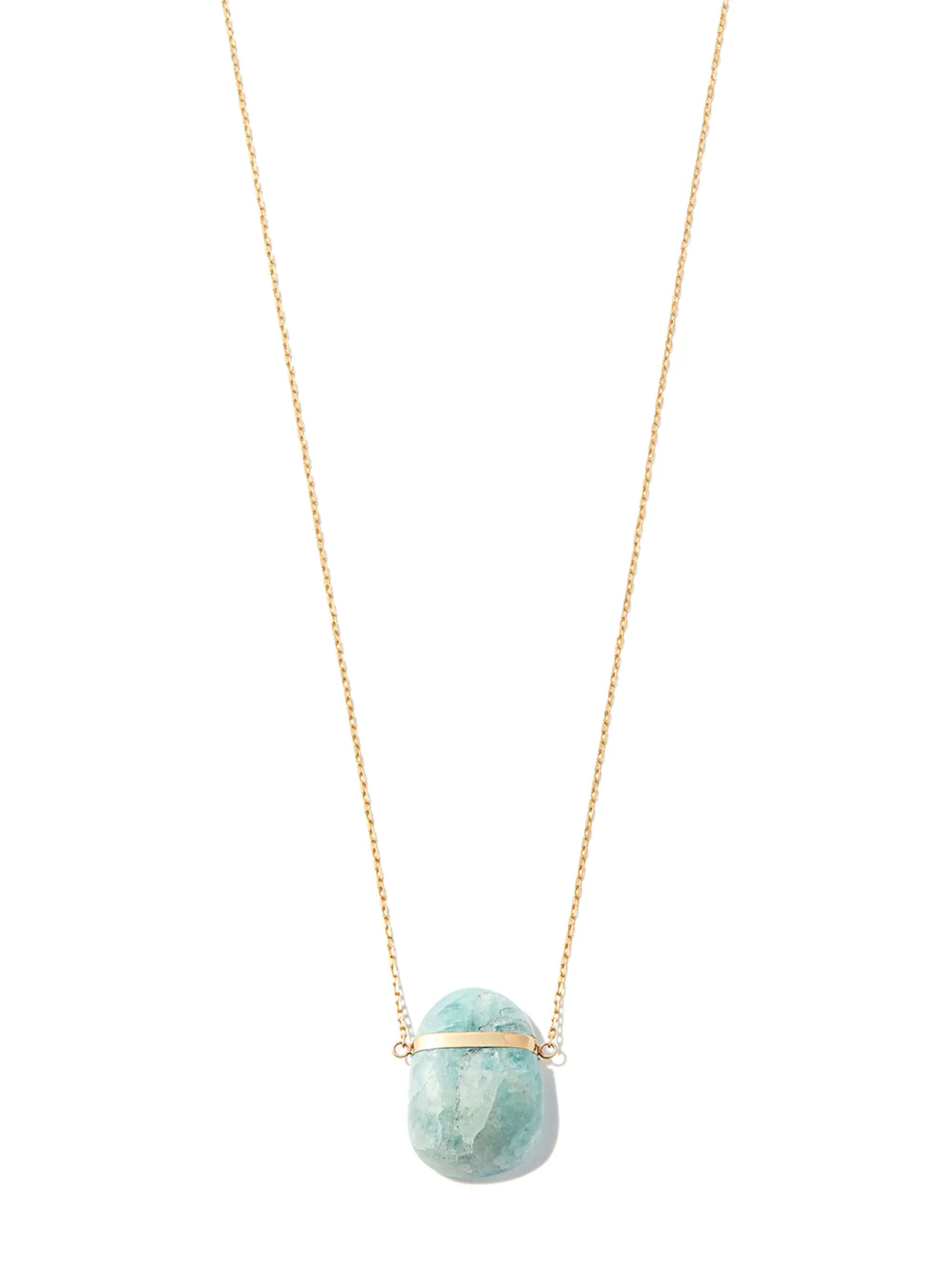 14kt yellow gold aquamarine pendant necklace