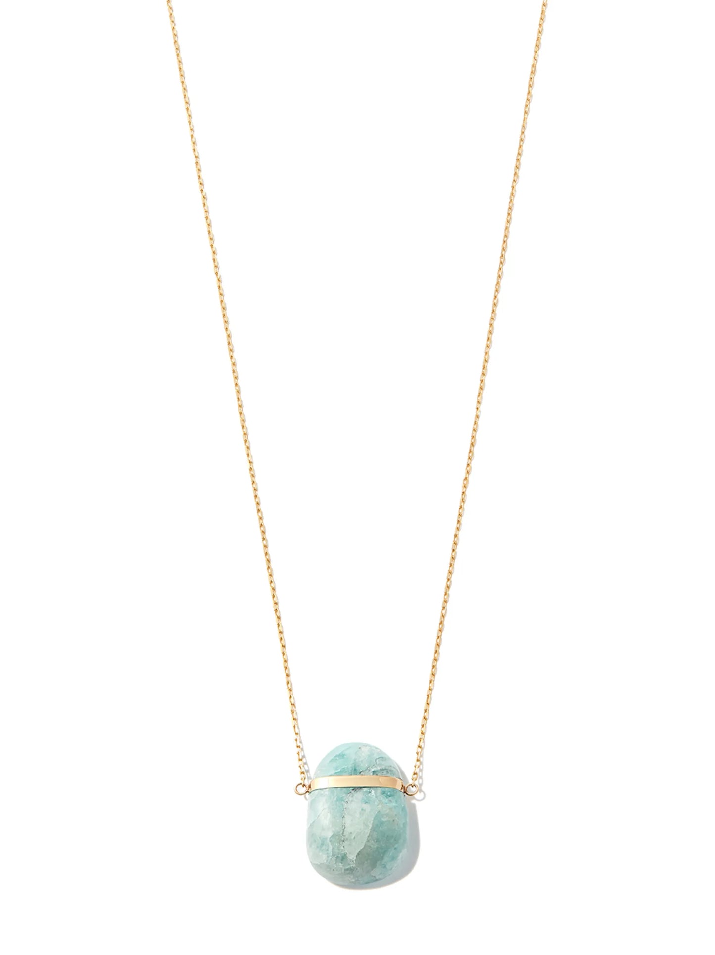 14kt yellow gold aquamarine pendant necklace