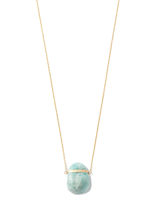 14kt yellow gold aquamarine pendant necklace