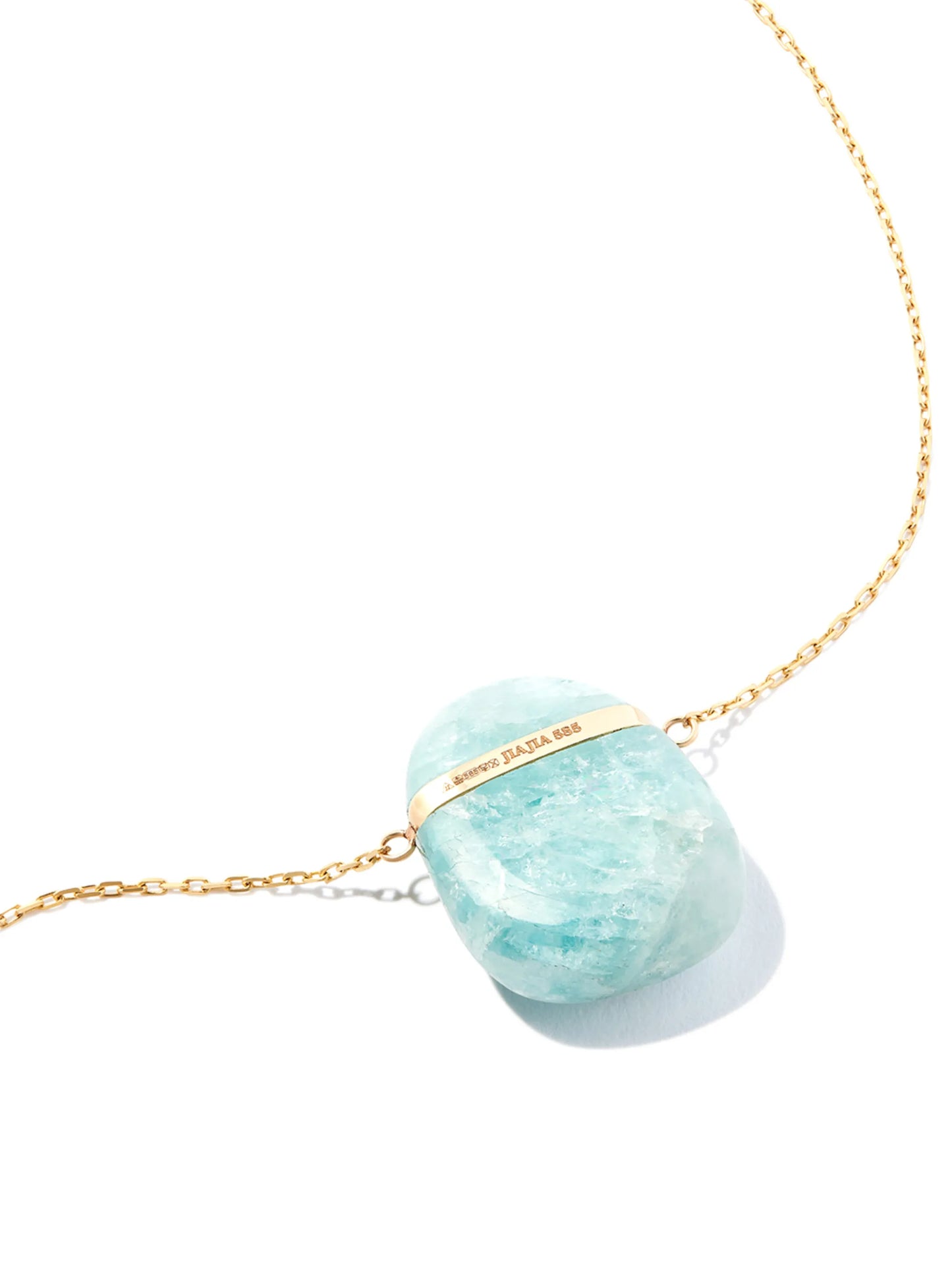 14kt yellow gold aquamarine pendant necklace