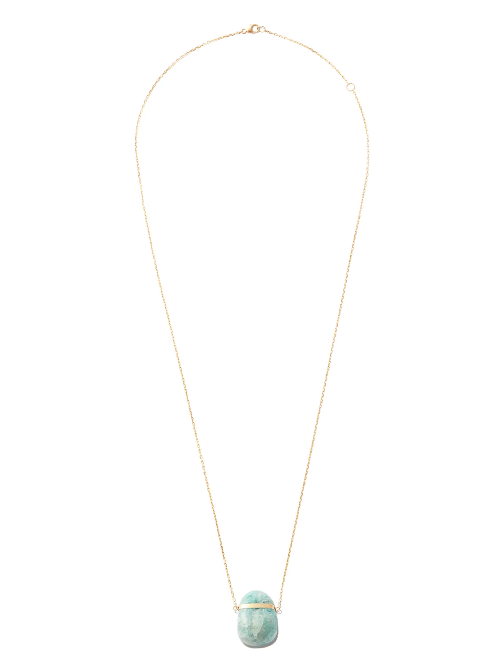 14kt yellow gold aquamarine pendant necklace