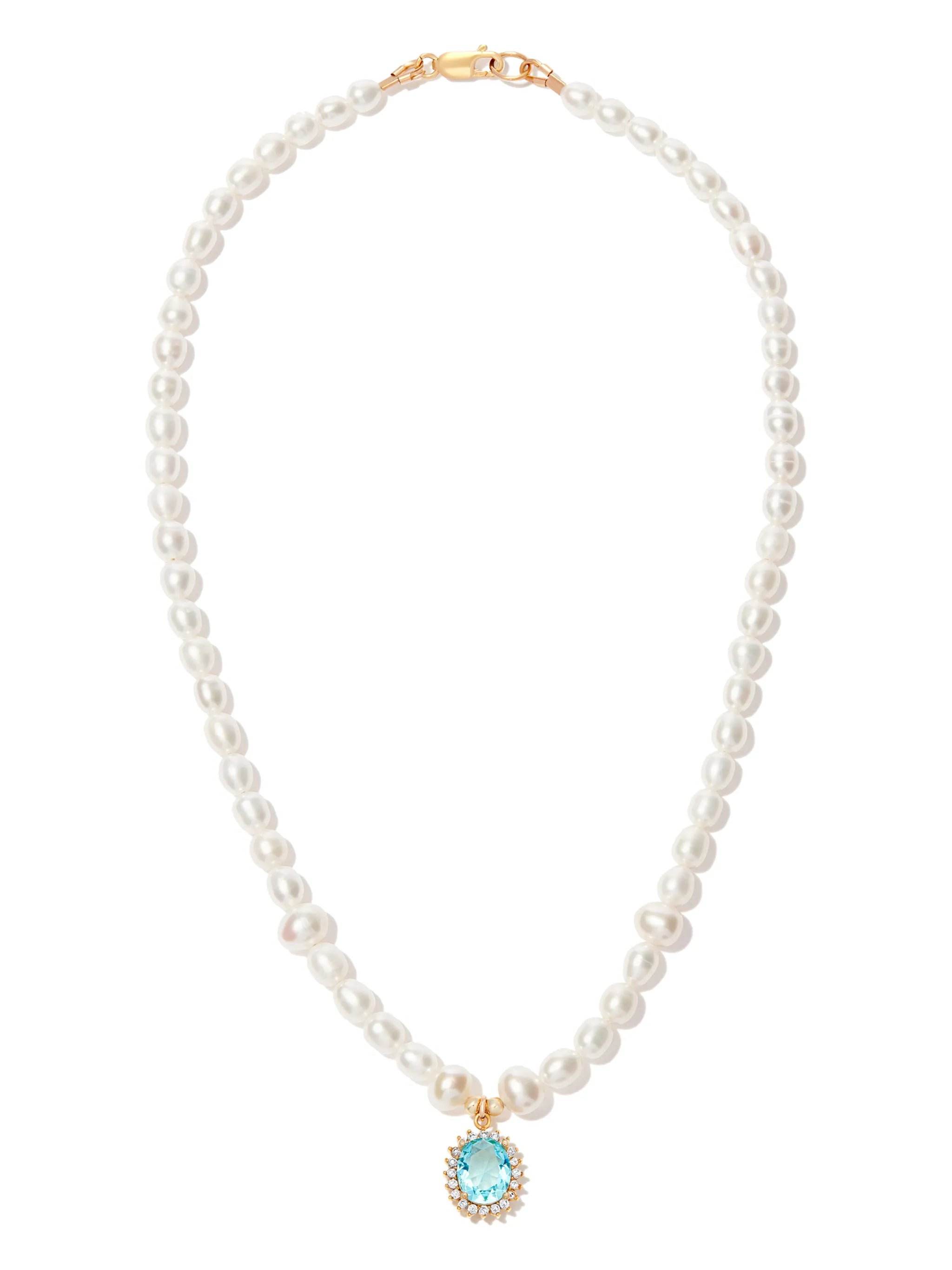 pearl beaded crystal pendant necklace
