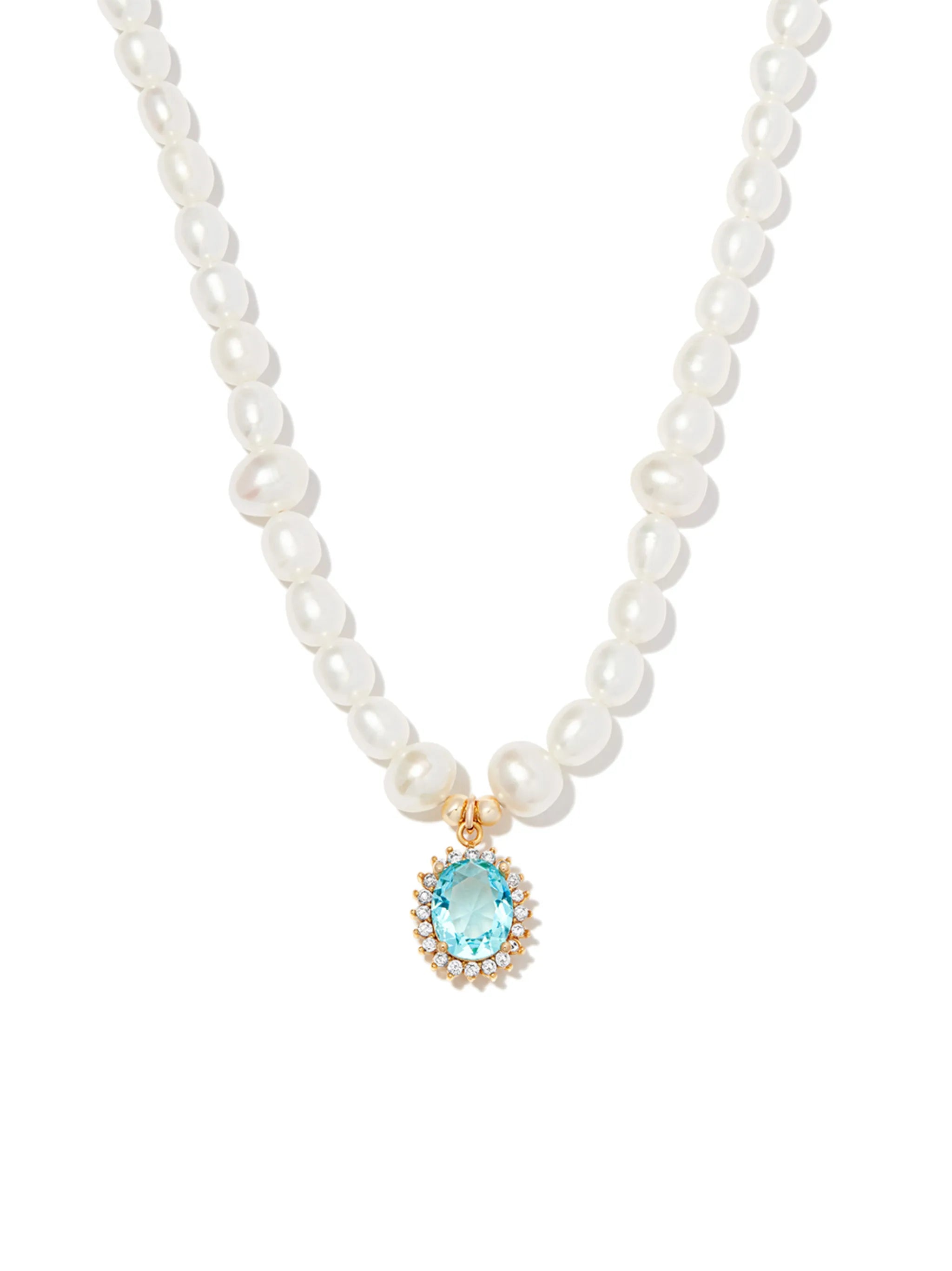 pearl beaded crystal pendant necklace