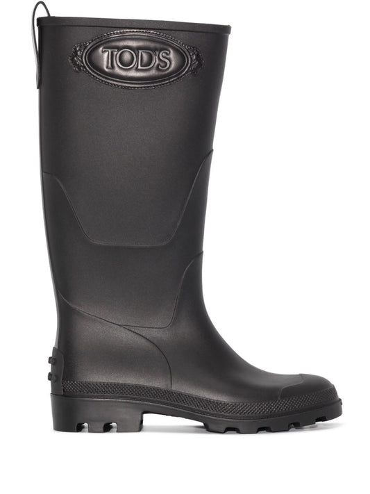 logo-patch knee-length boots