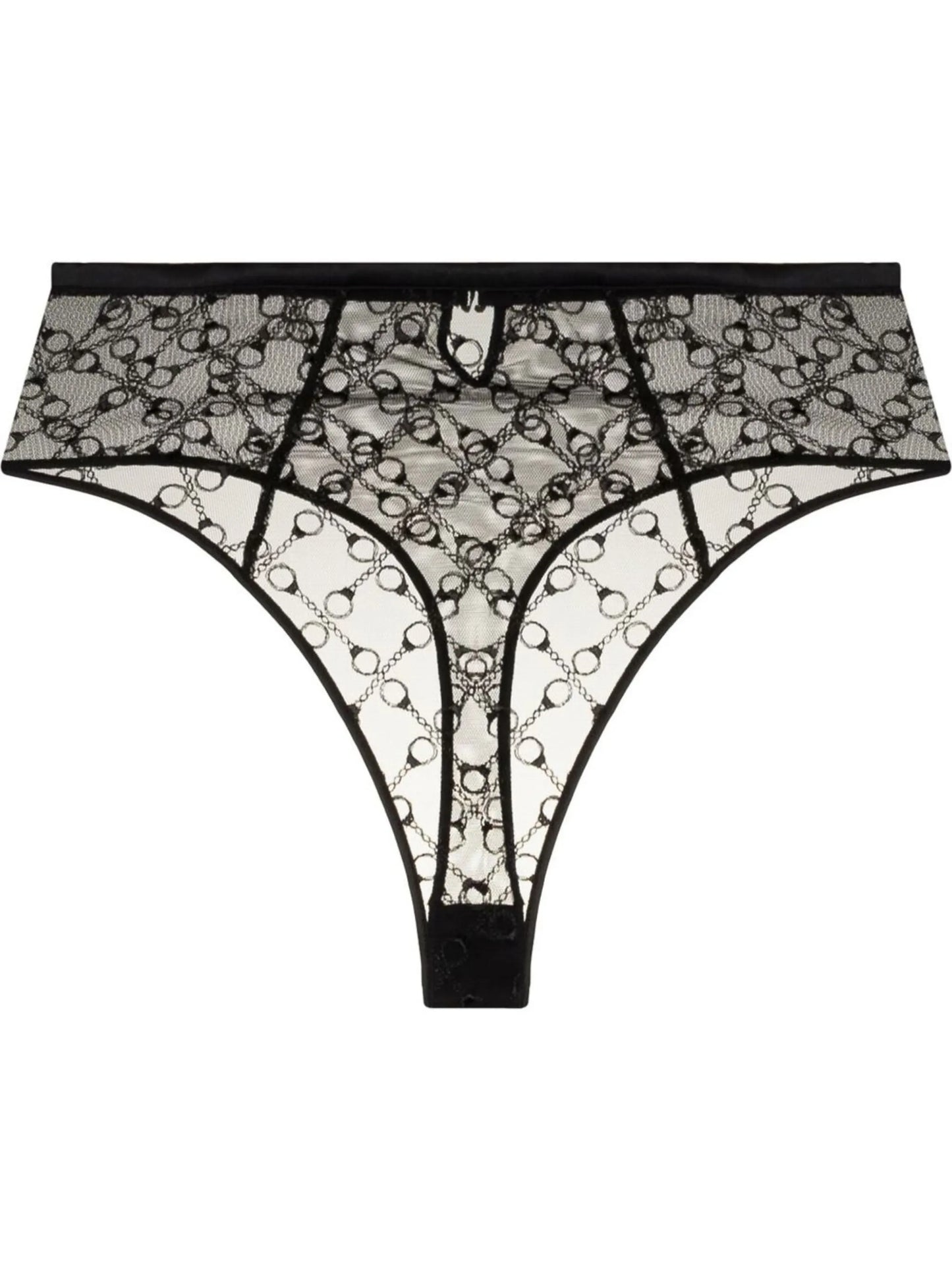 high-waisted embroidered thong