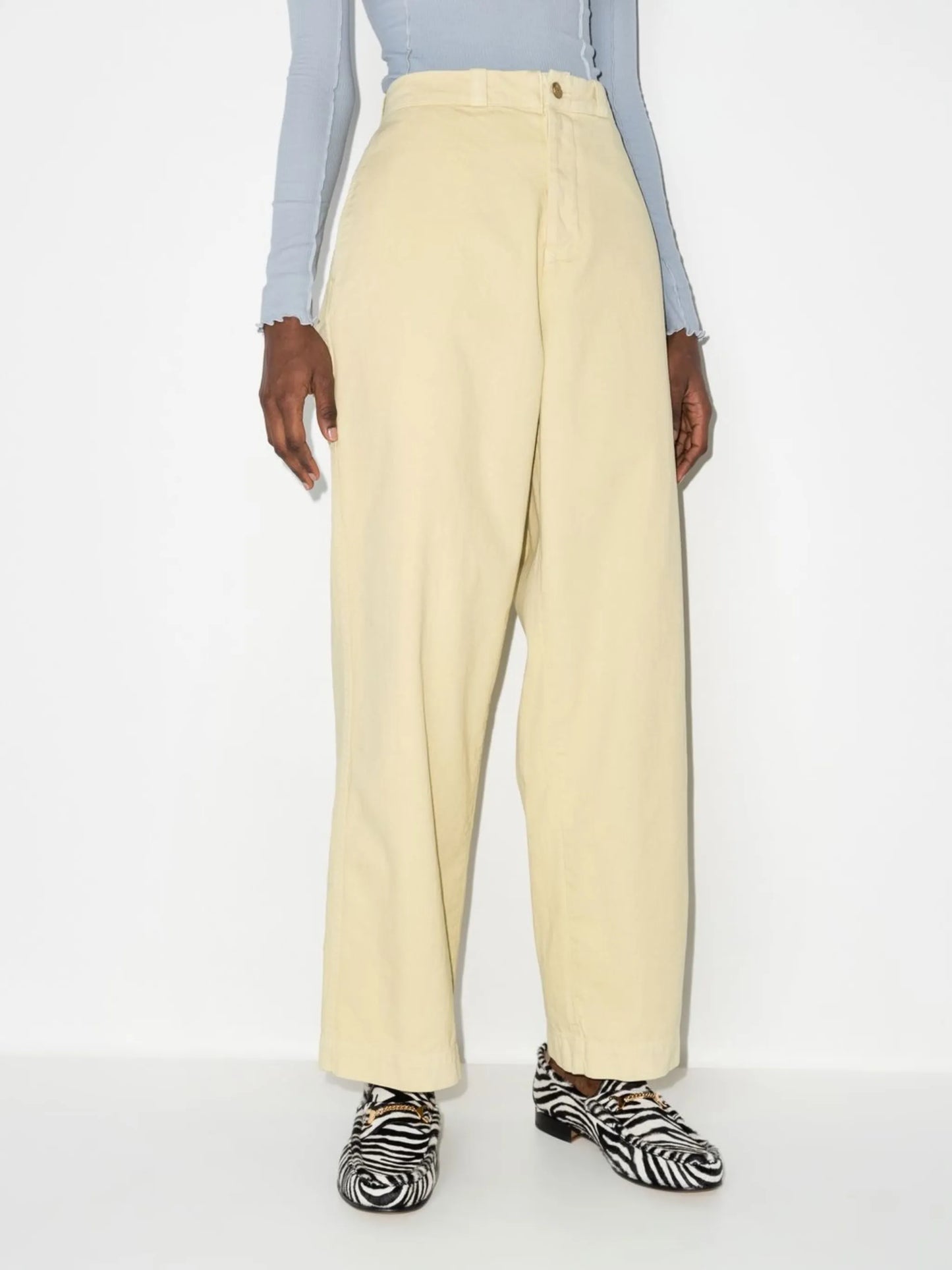 wide-leg cotton chino trousers