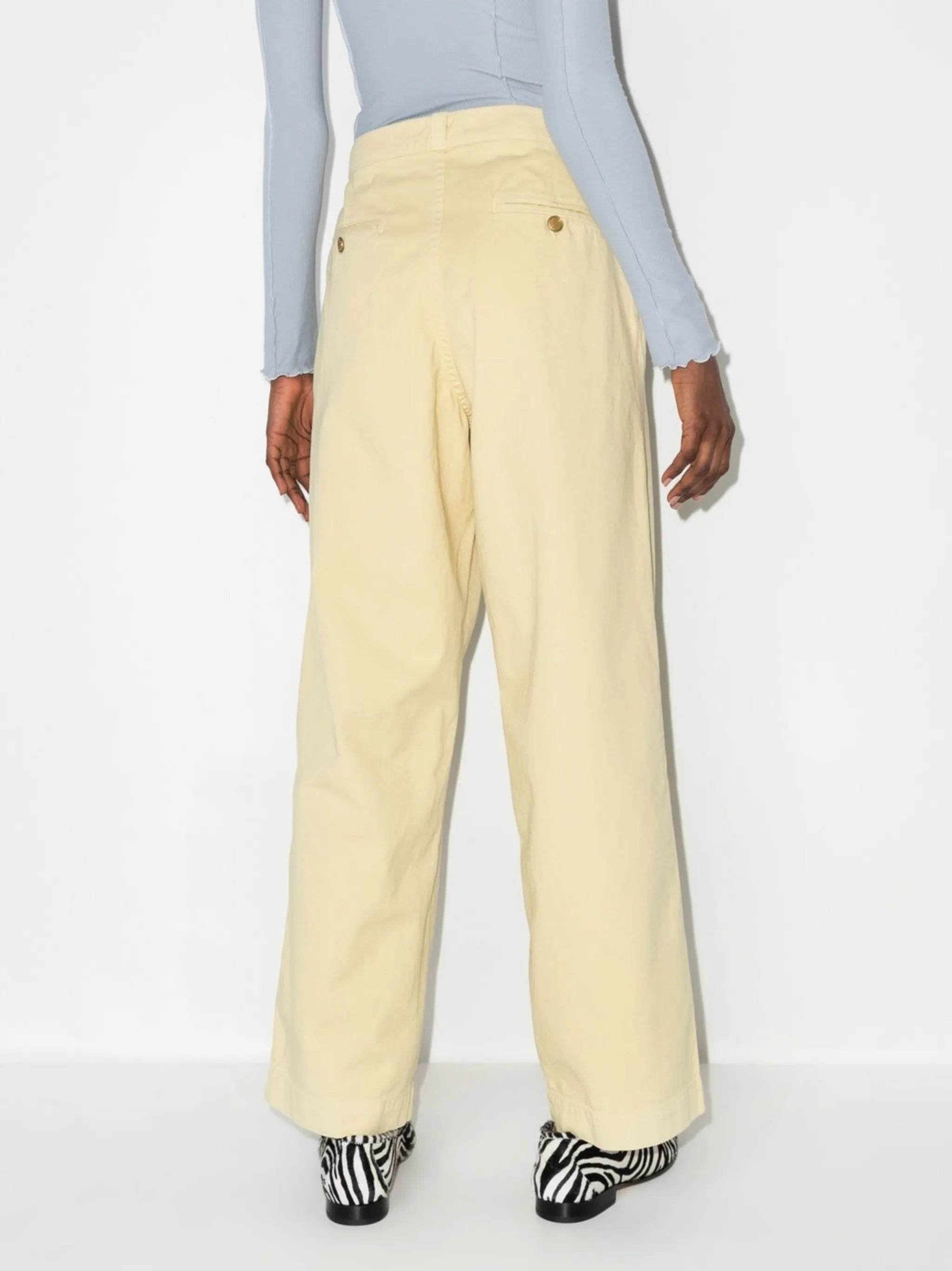 wide-leg cotton chino trousers