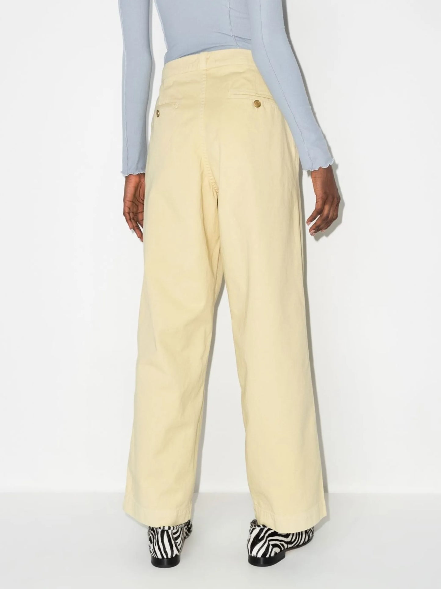 wide-leg cotton chino trousers