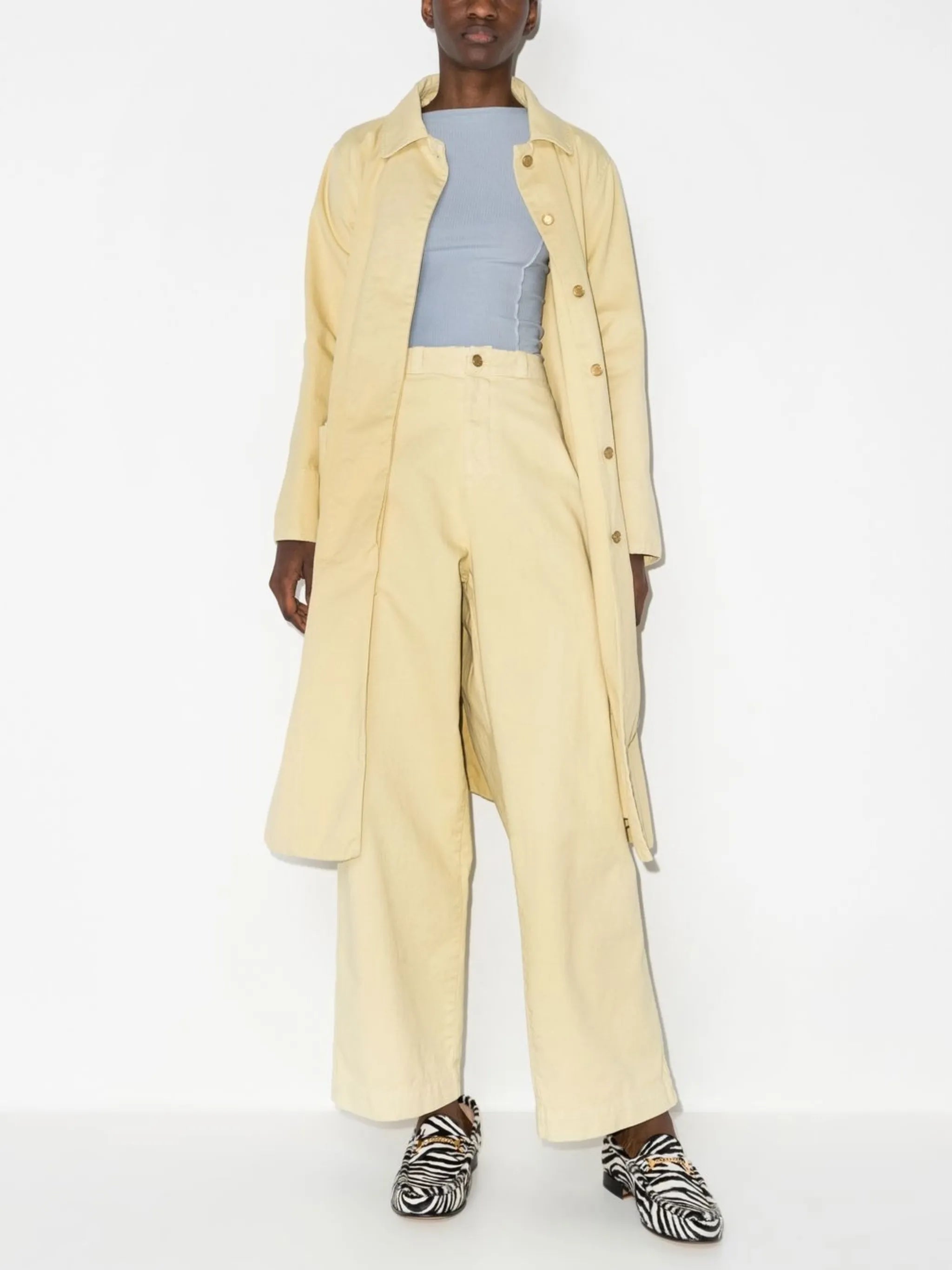 wide-leg cotton chino trousers