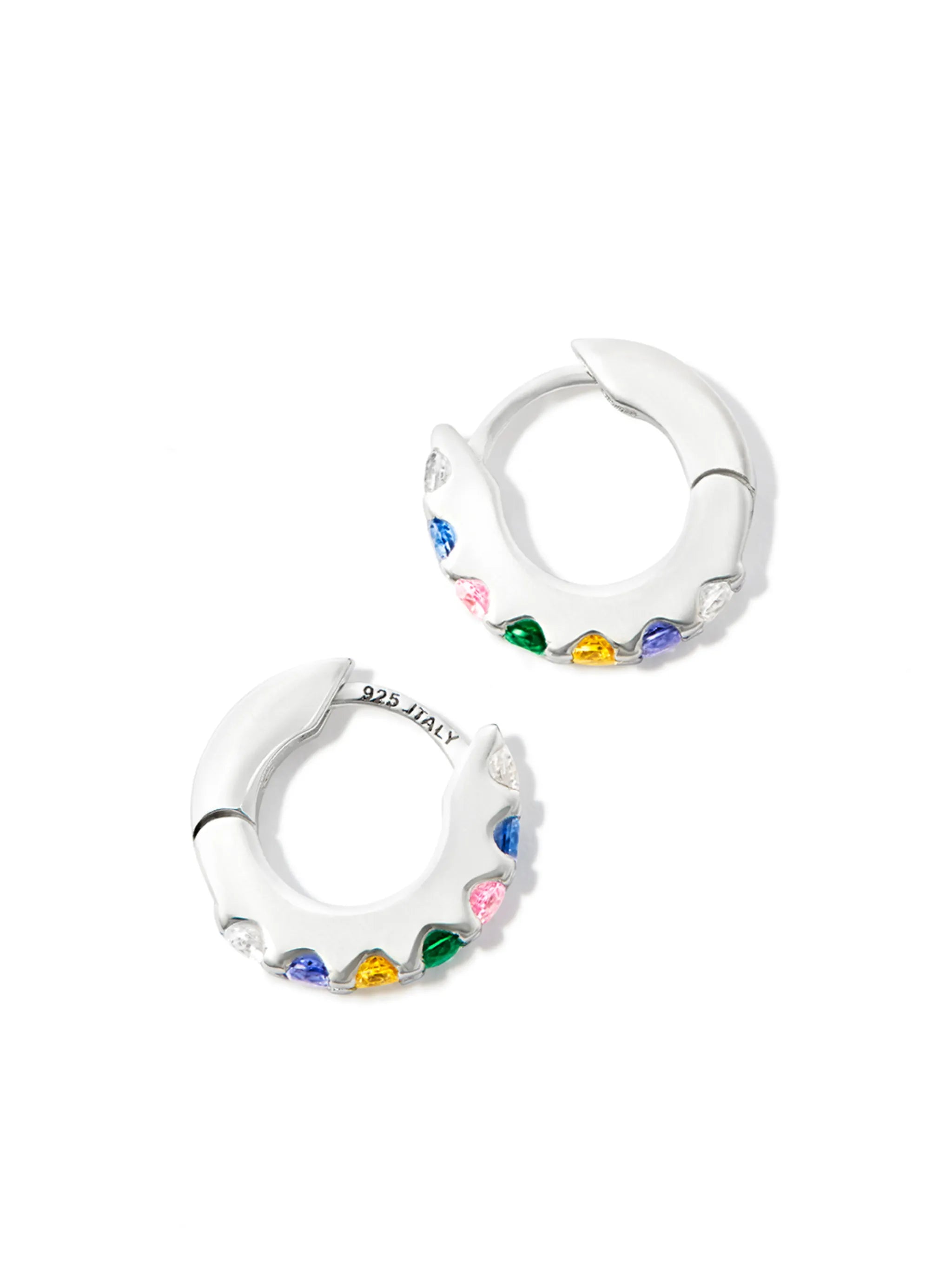 silver multi-stone hoop earrings