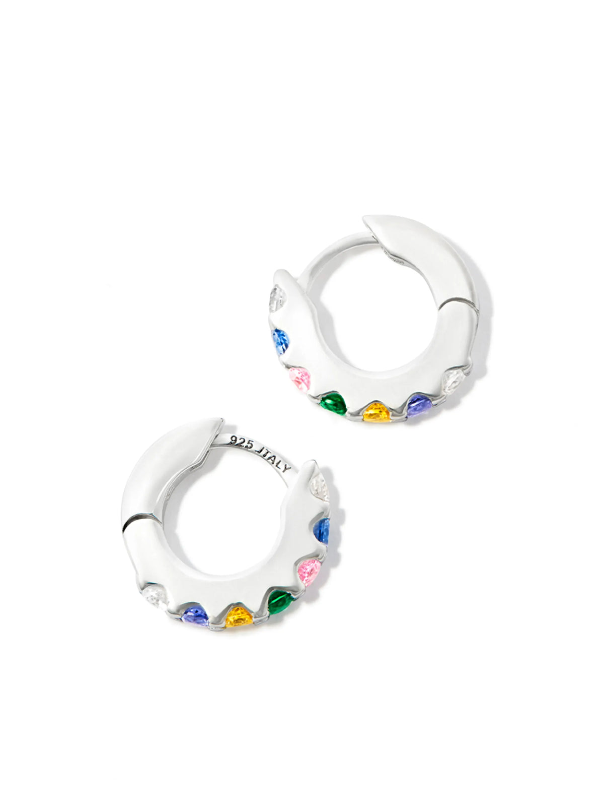 silver multi-stone hoop earrings