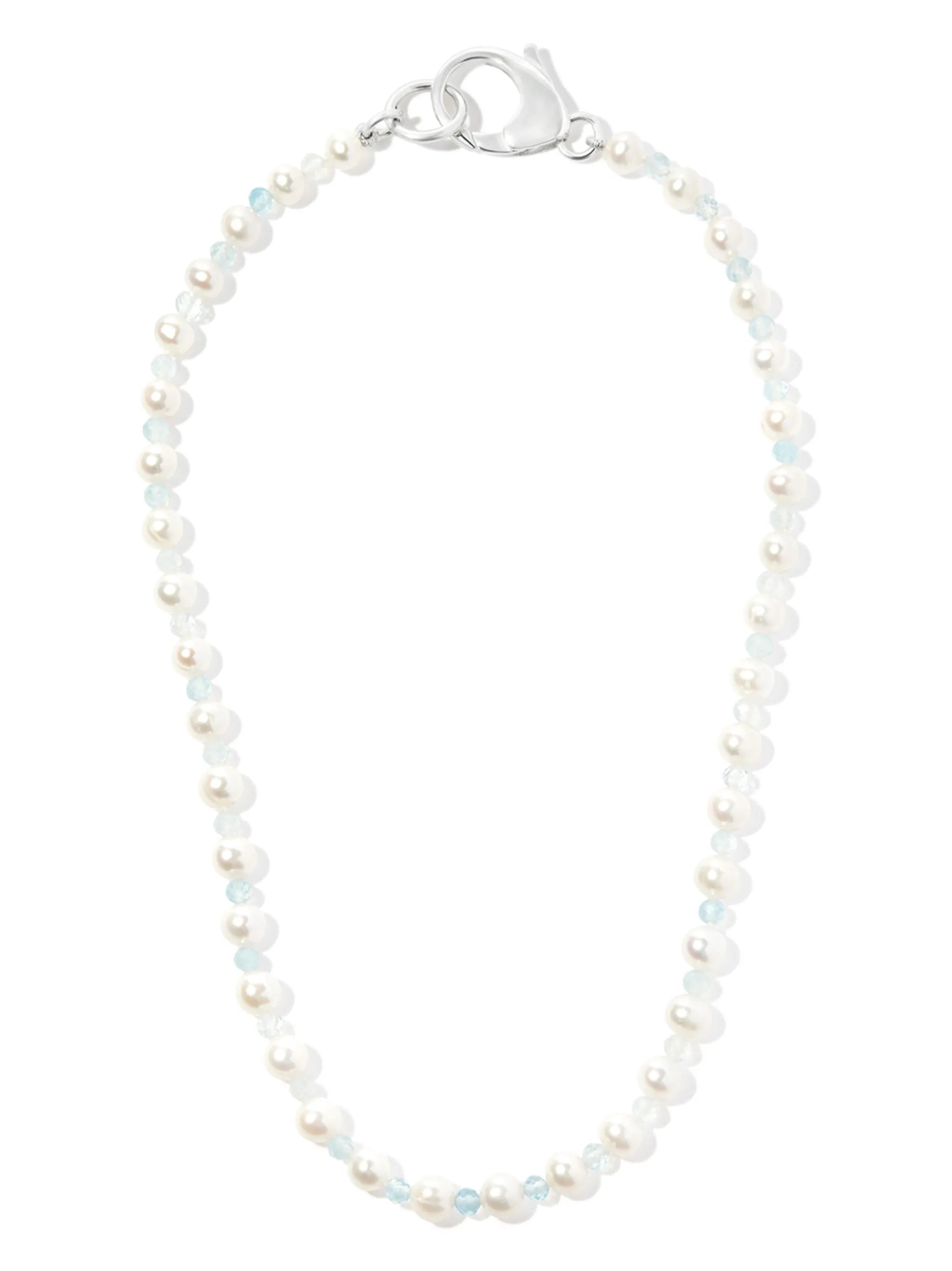 silver pearl and bead necklace