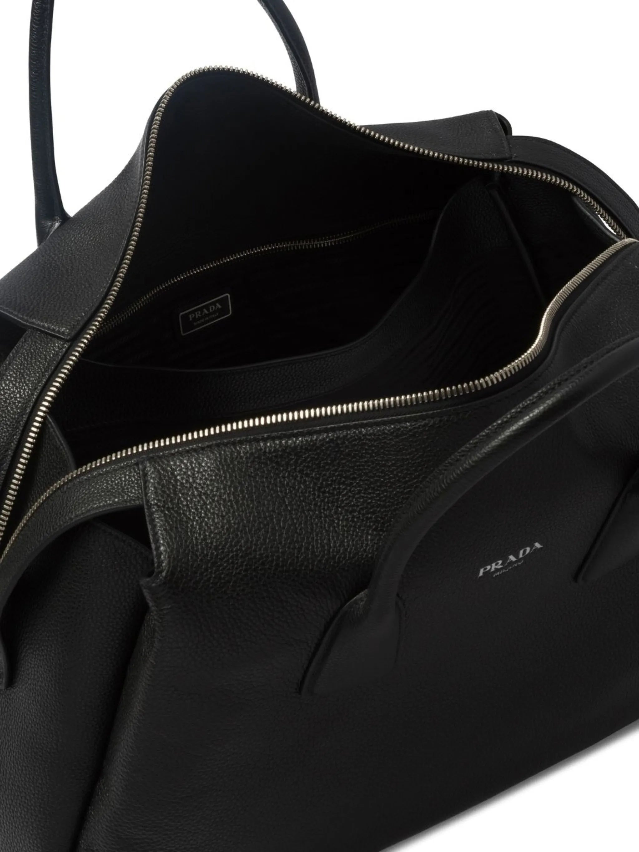 triangle logo leather travel bag