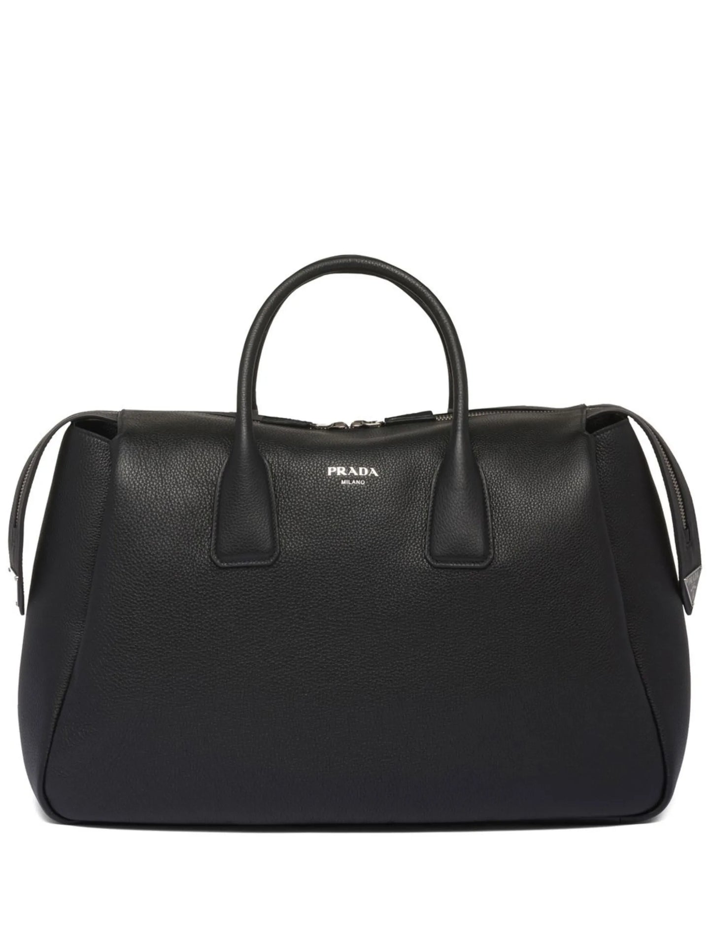 triangle logo leather travel bag
