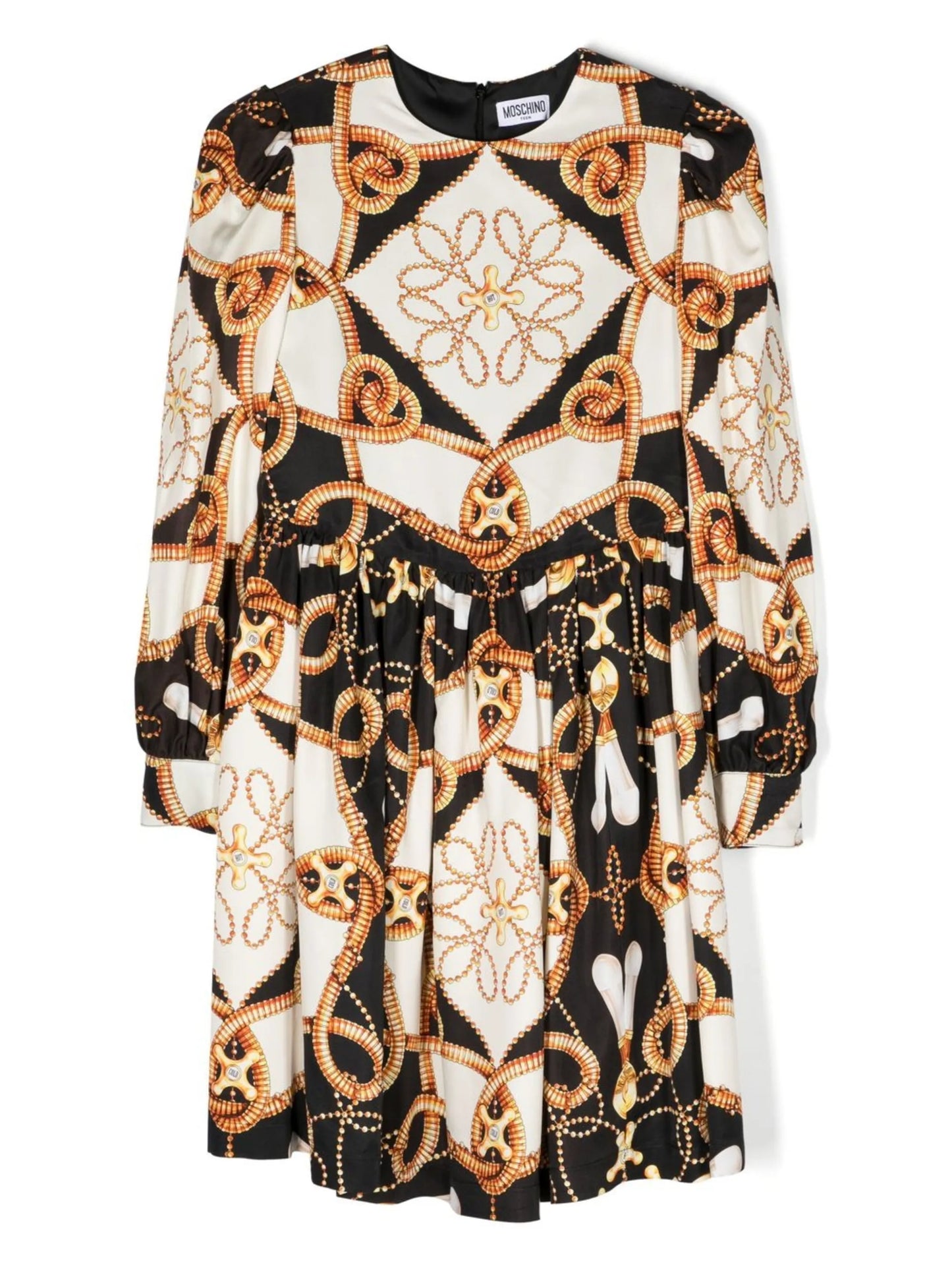baroque-print long-sleeve dress