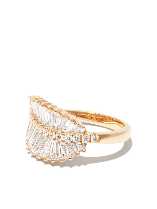 18kt yellow gold Palm Leaf diamond ring