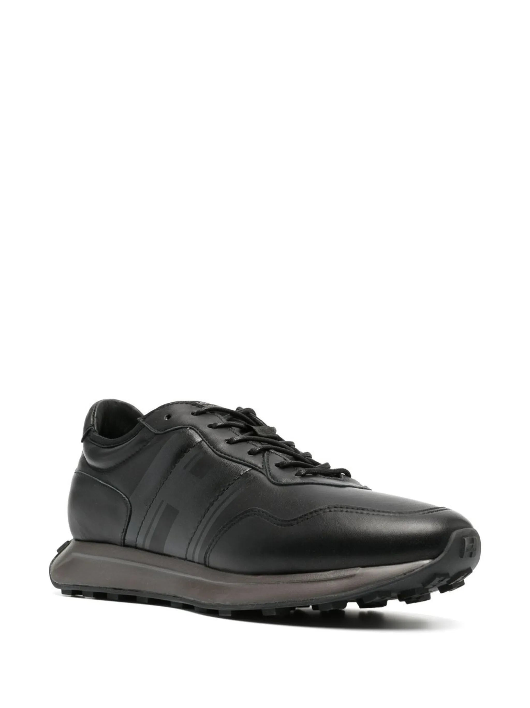 polished-finish lace-up sneakers