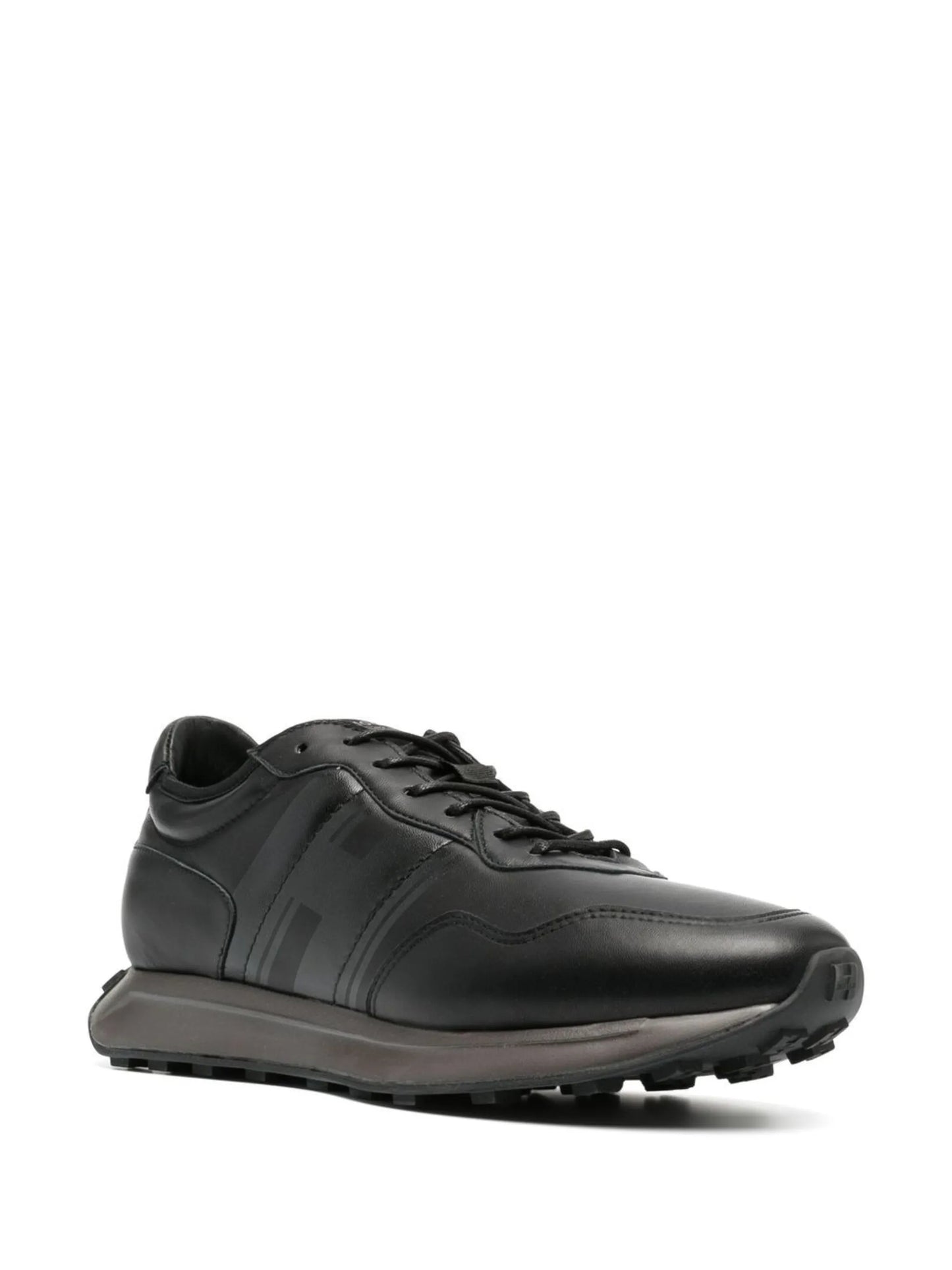 polished-finish lace-up sneakers