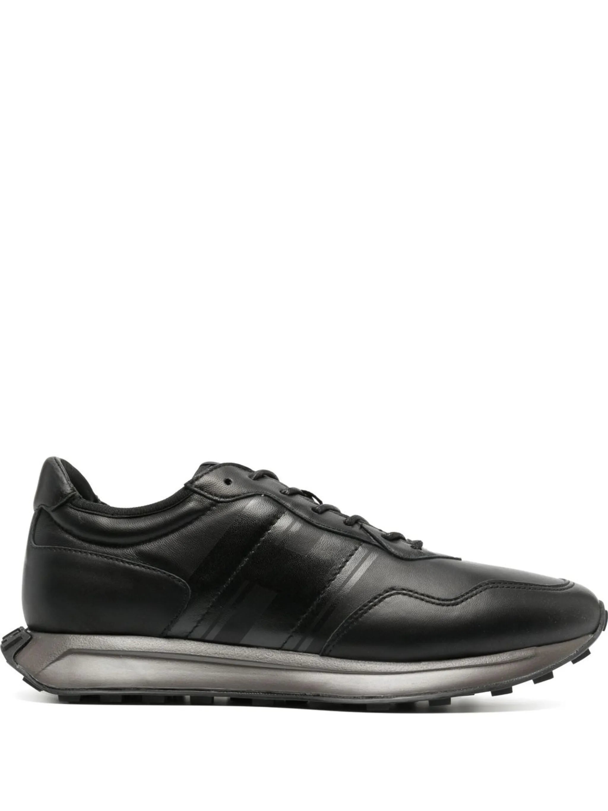 polished-finish lace-up sneakers