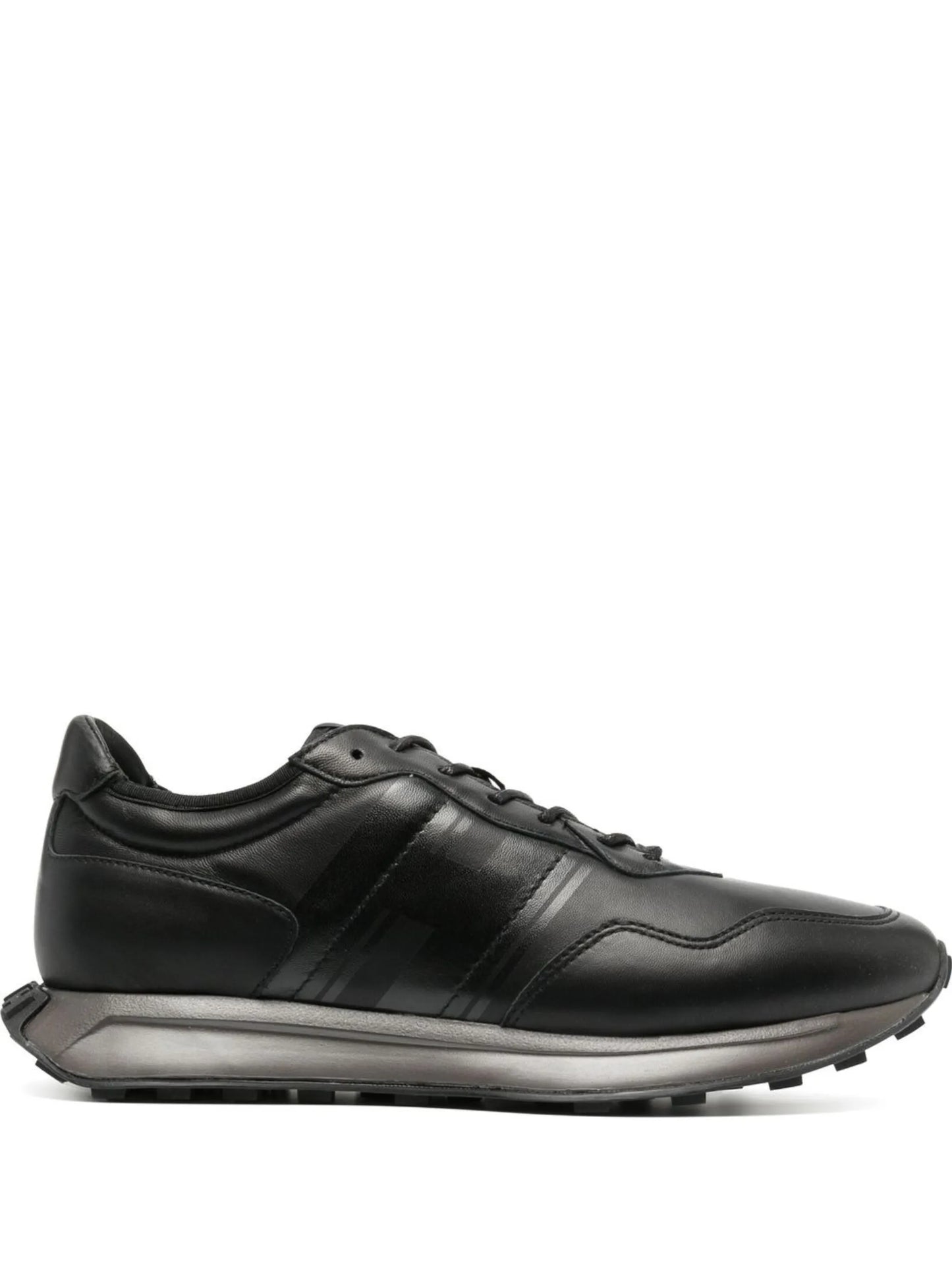 polished-finish lace-up sneakers