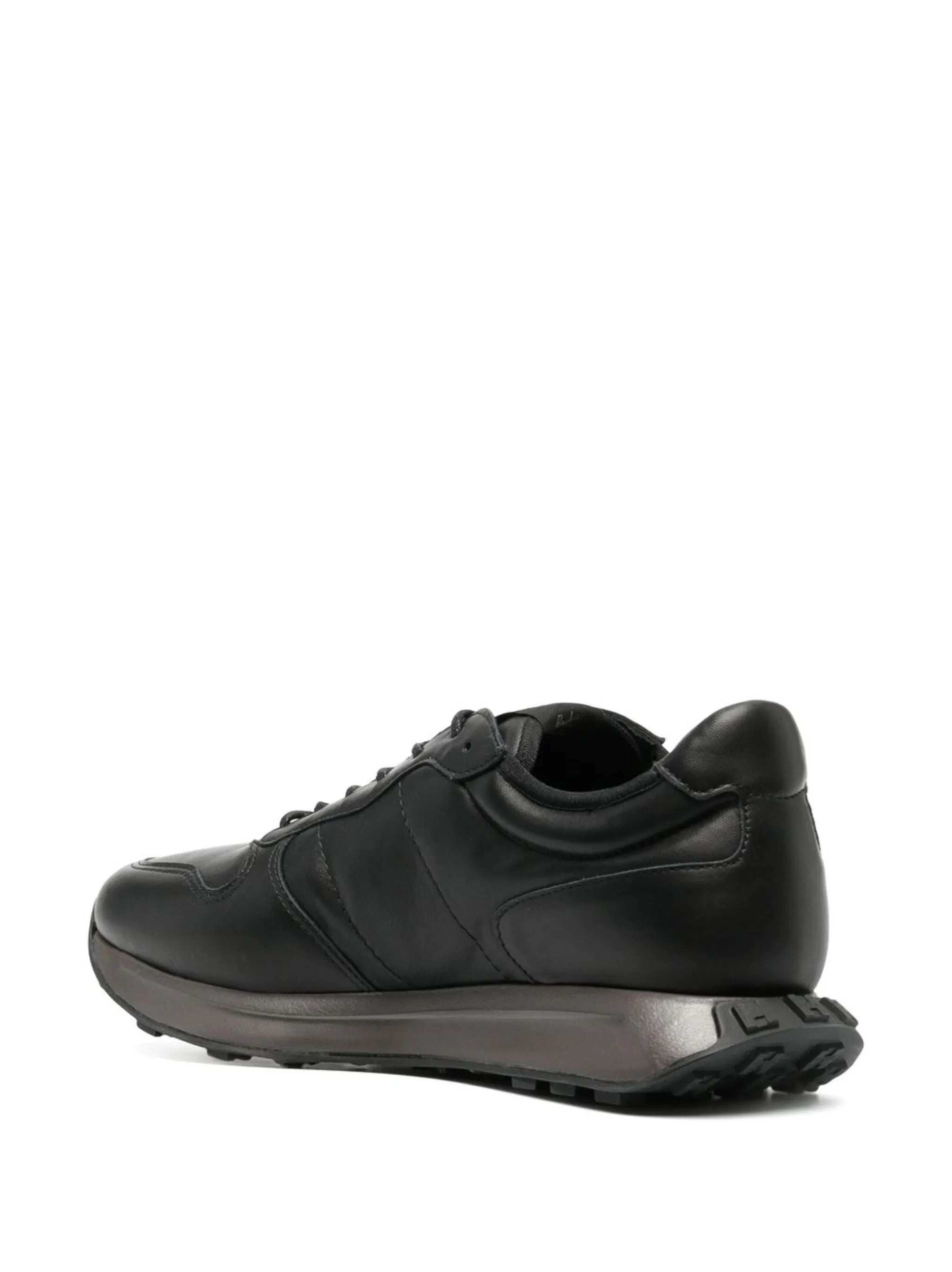 polished-finish lace-up sneakers