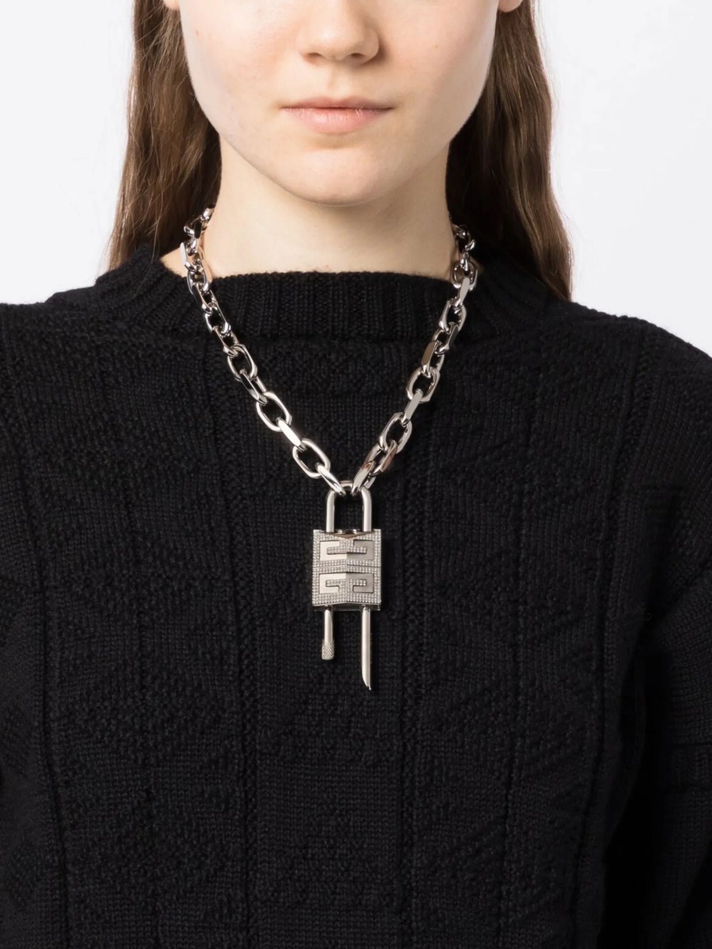 4G logo lock chain necklace