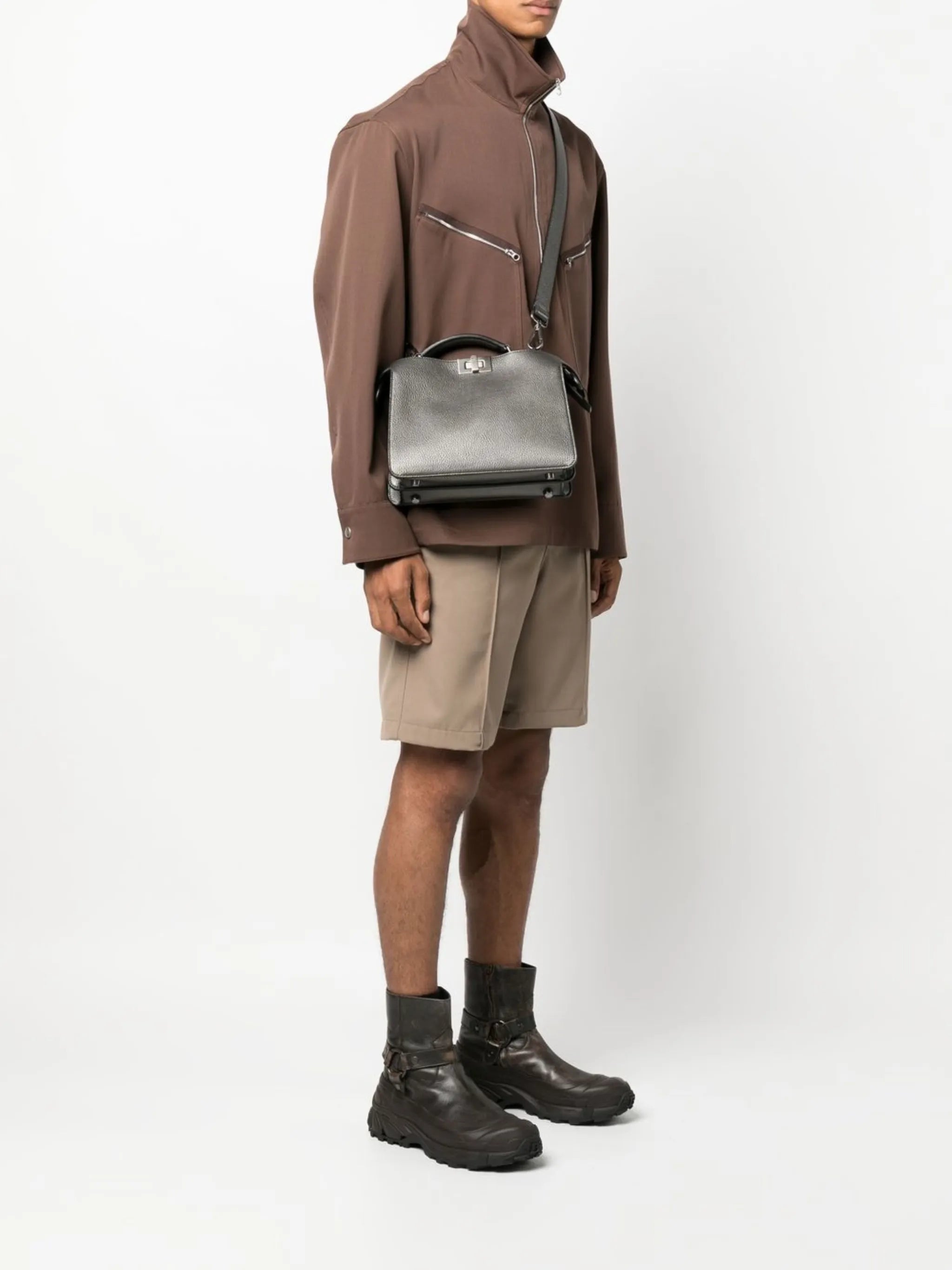 Peekaboo metallic tote bag