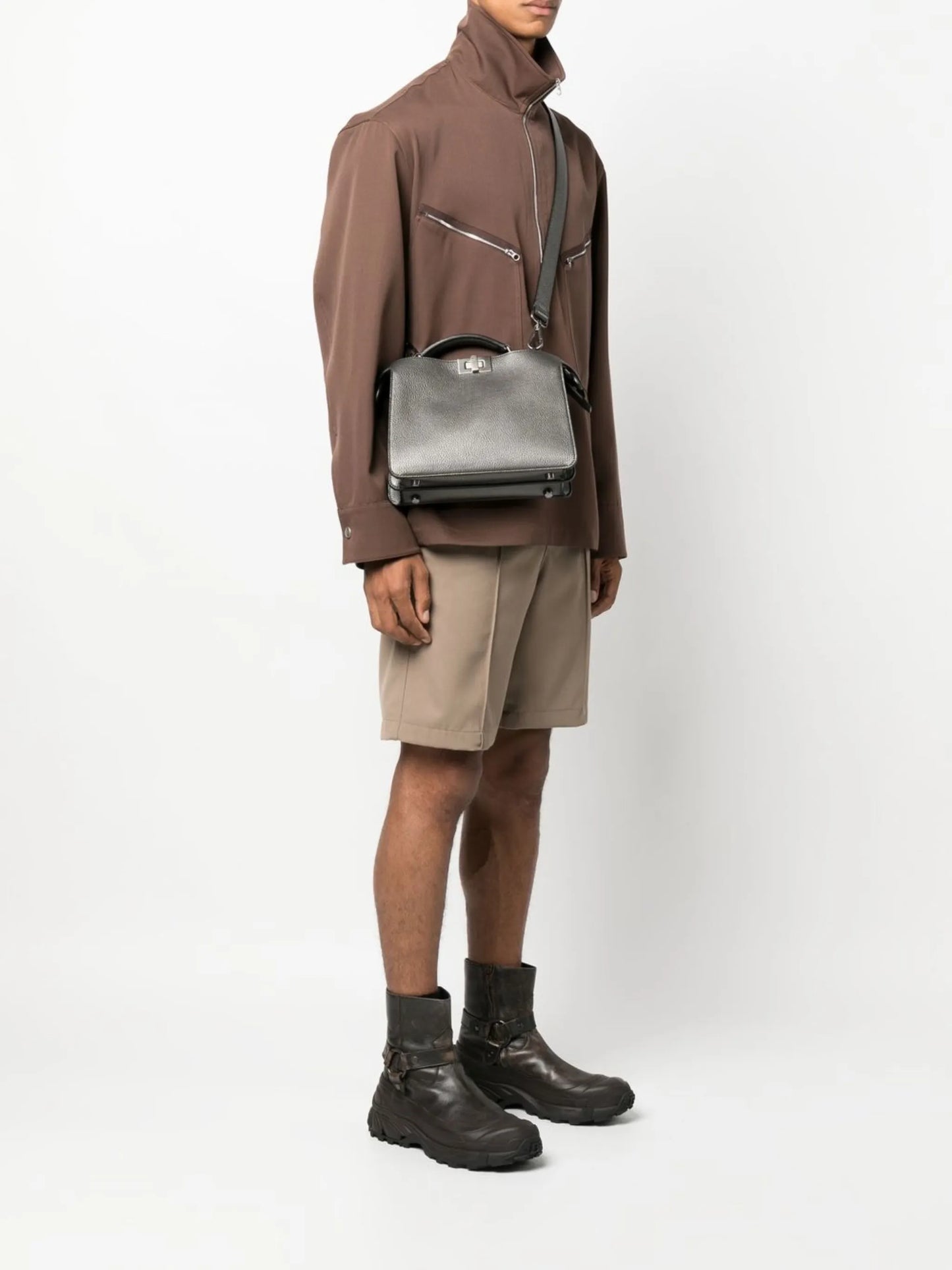 Peekaboo metallic tote bag