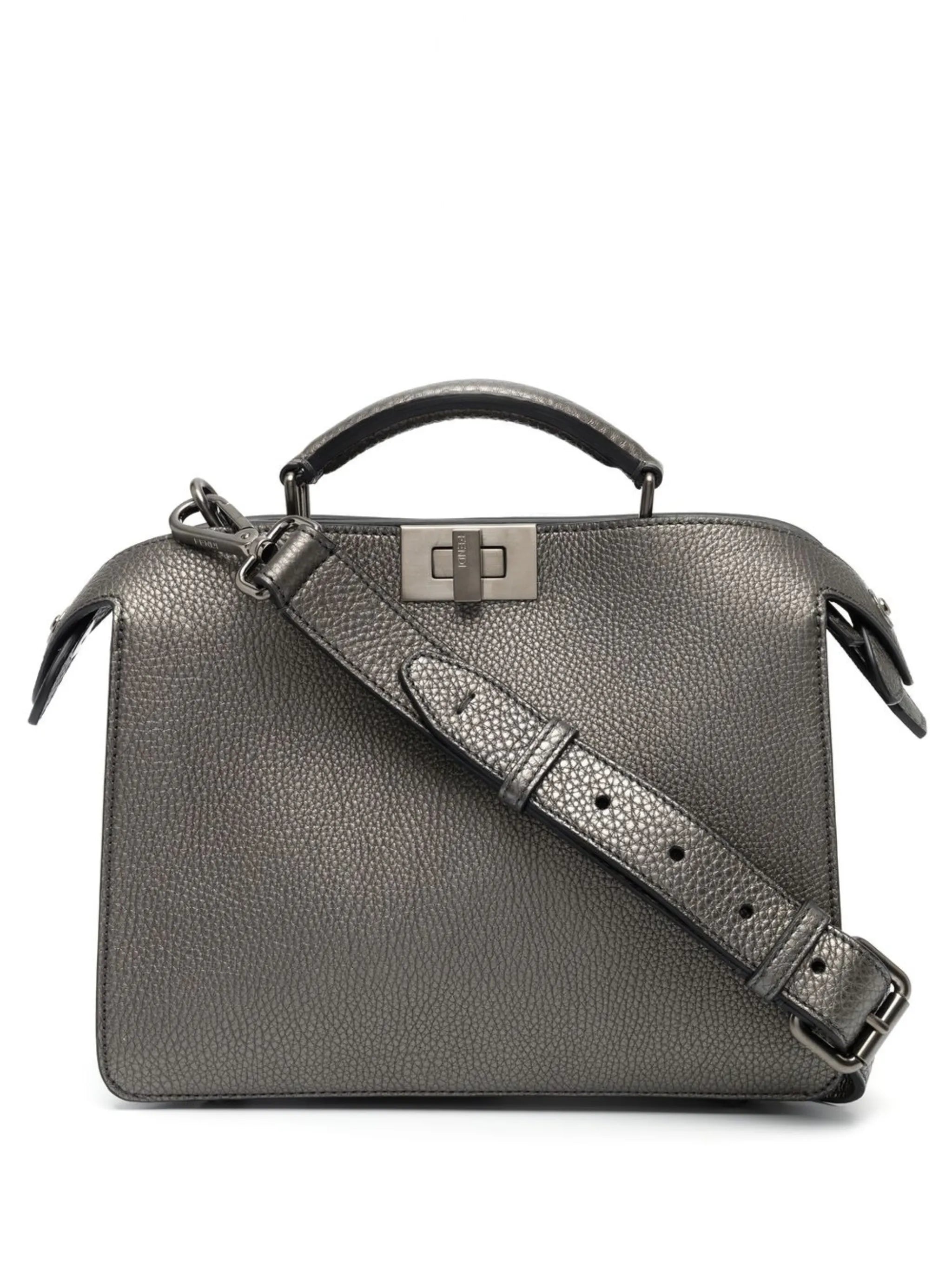 Peekaboo metallic tote bag