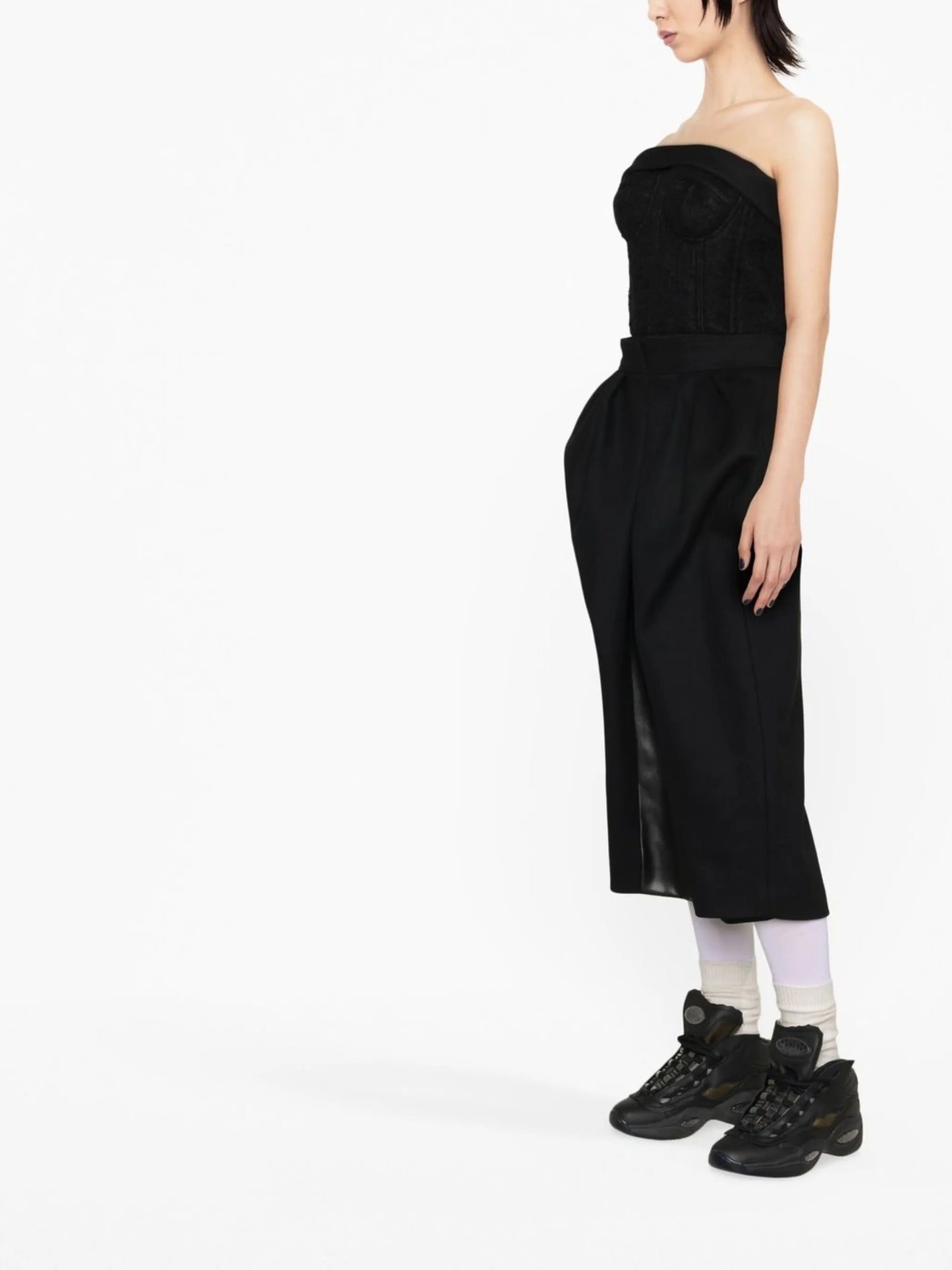 herringbone-pattern midi dress