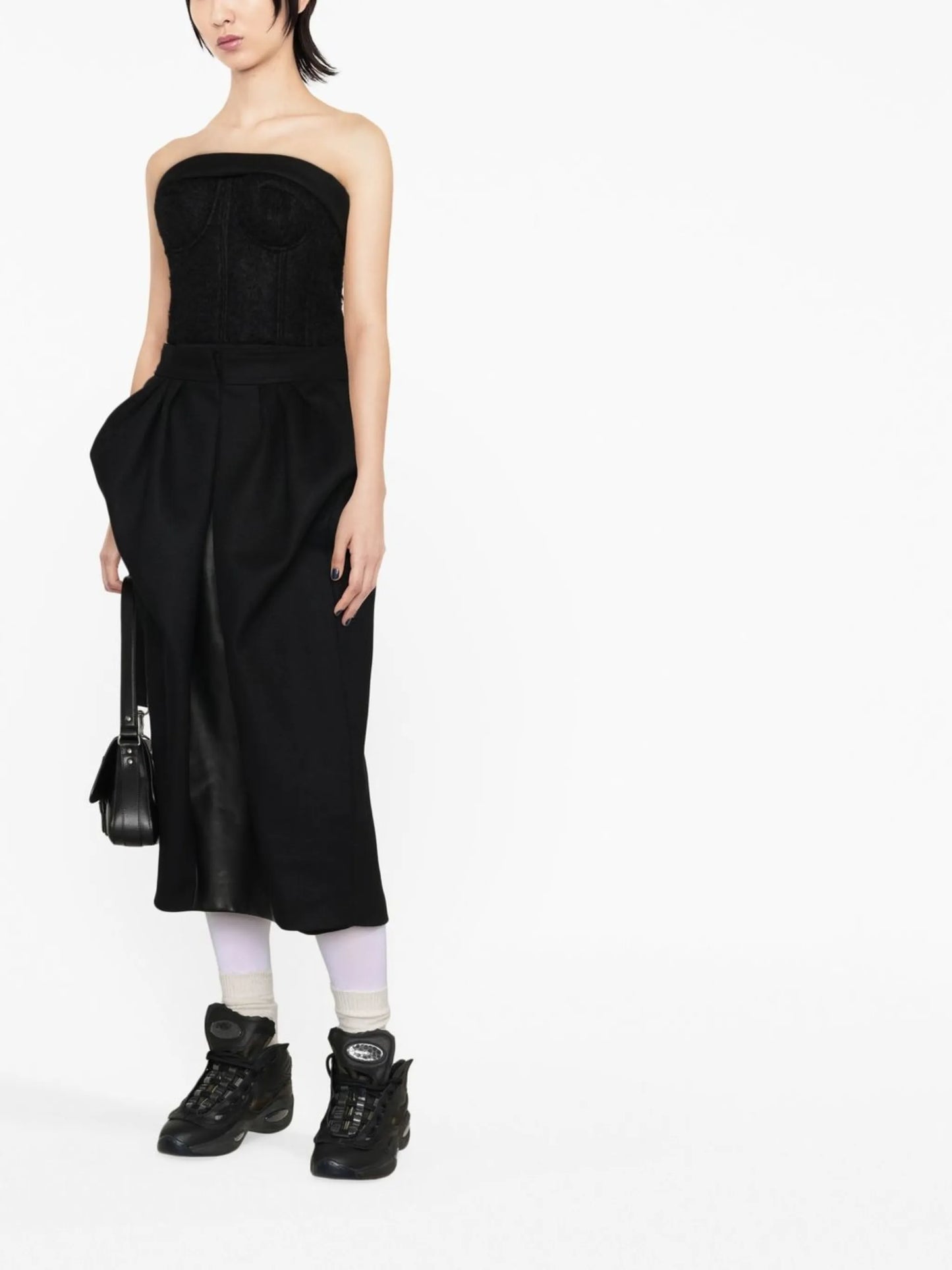herringbone-pattern midi dress