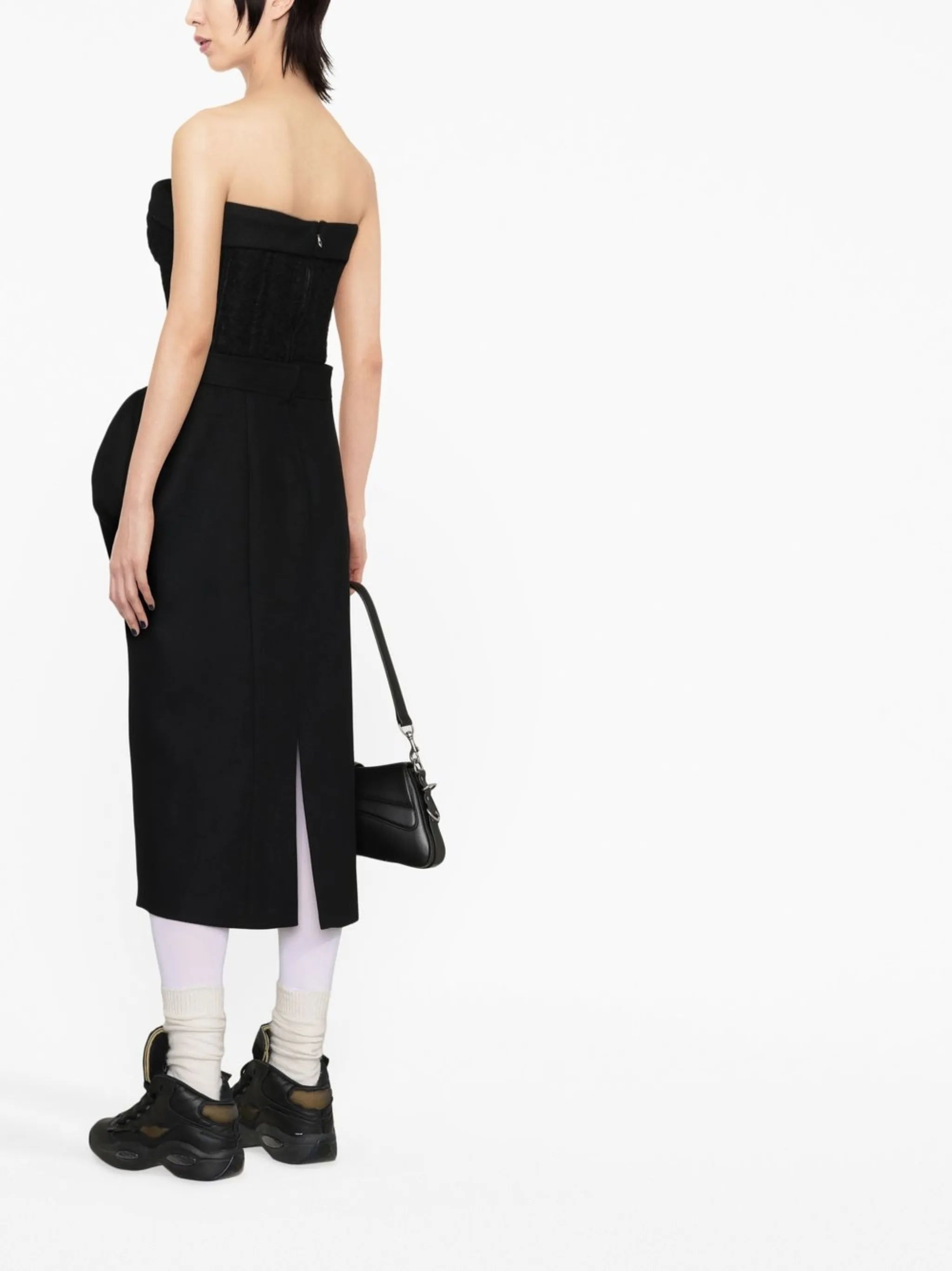 herringbone-pattern midi dress