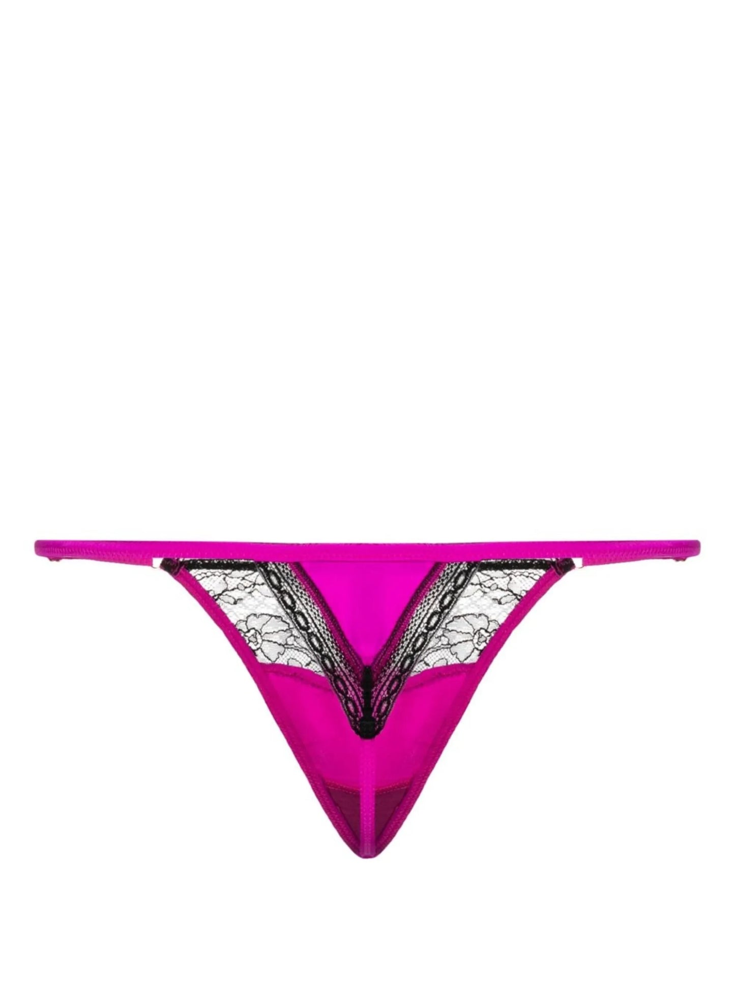 Tiered lace-trim silk thong