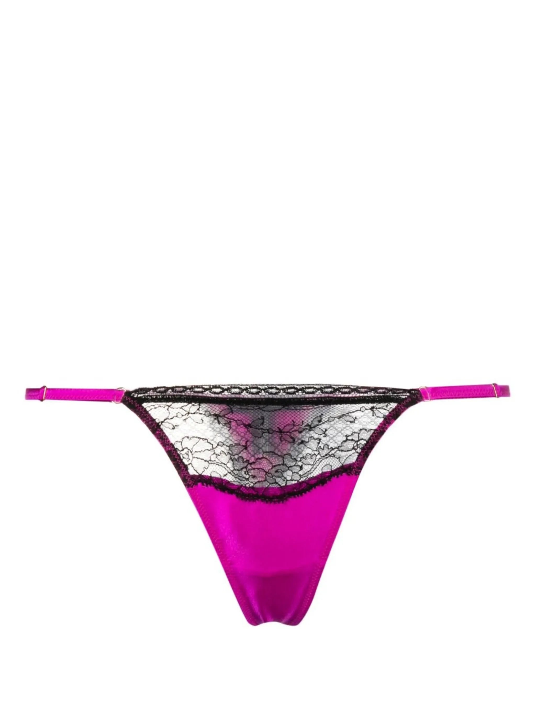 Tiered lace-trim silk thong