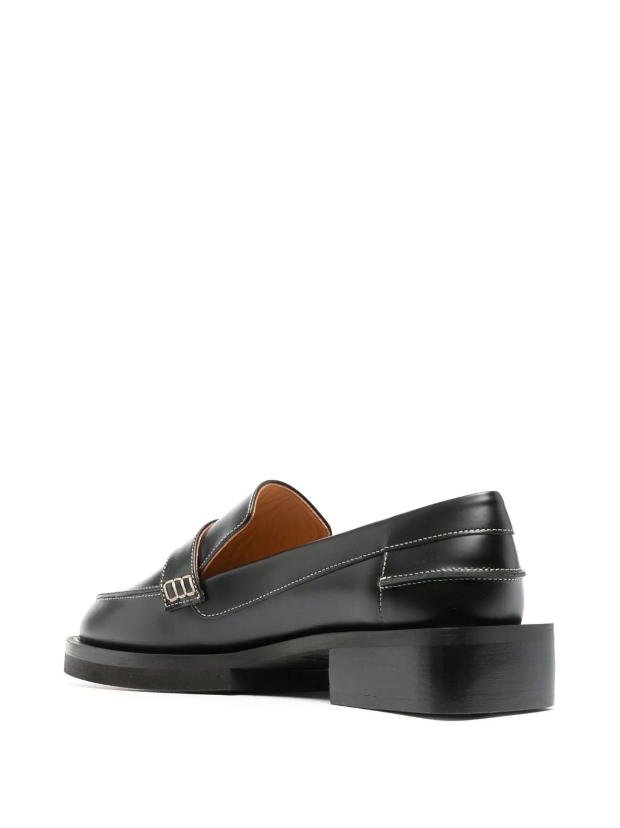 crystal-button leather loafers