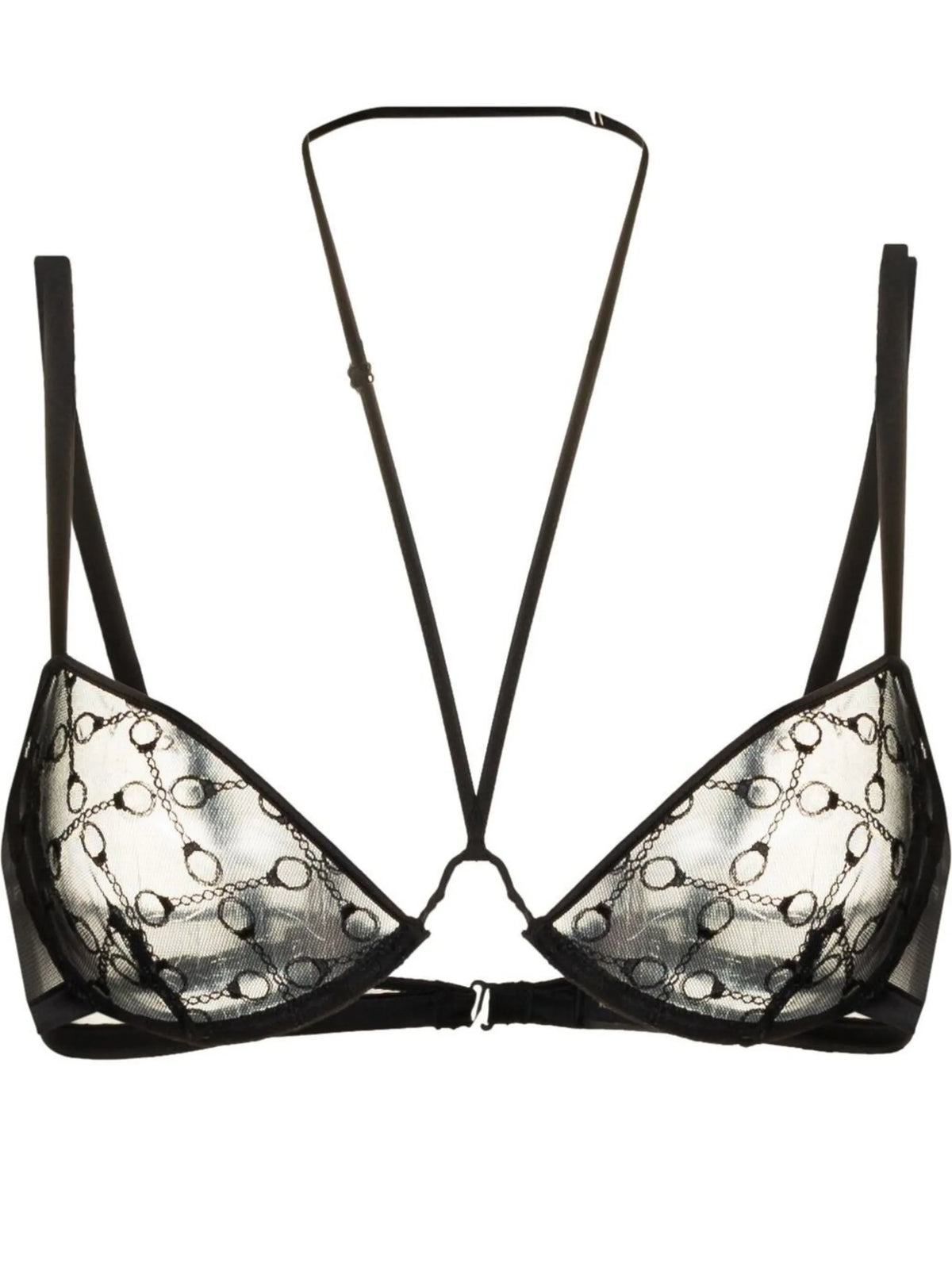 Handcuff embroidered balconette bra